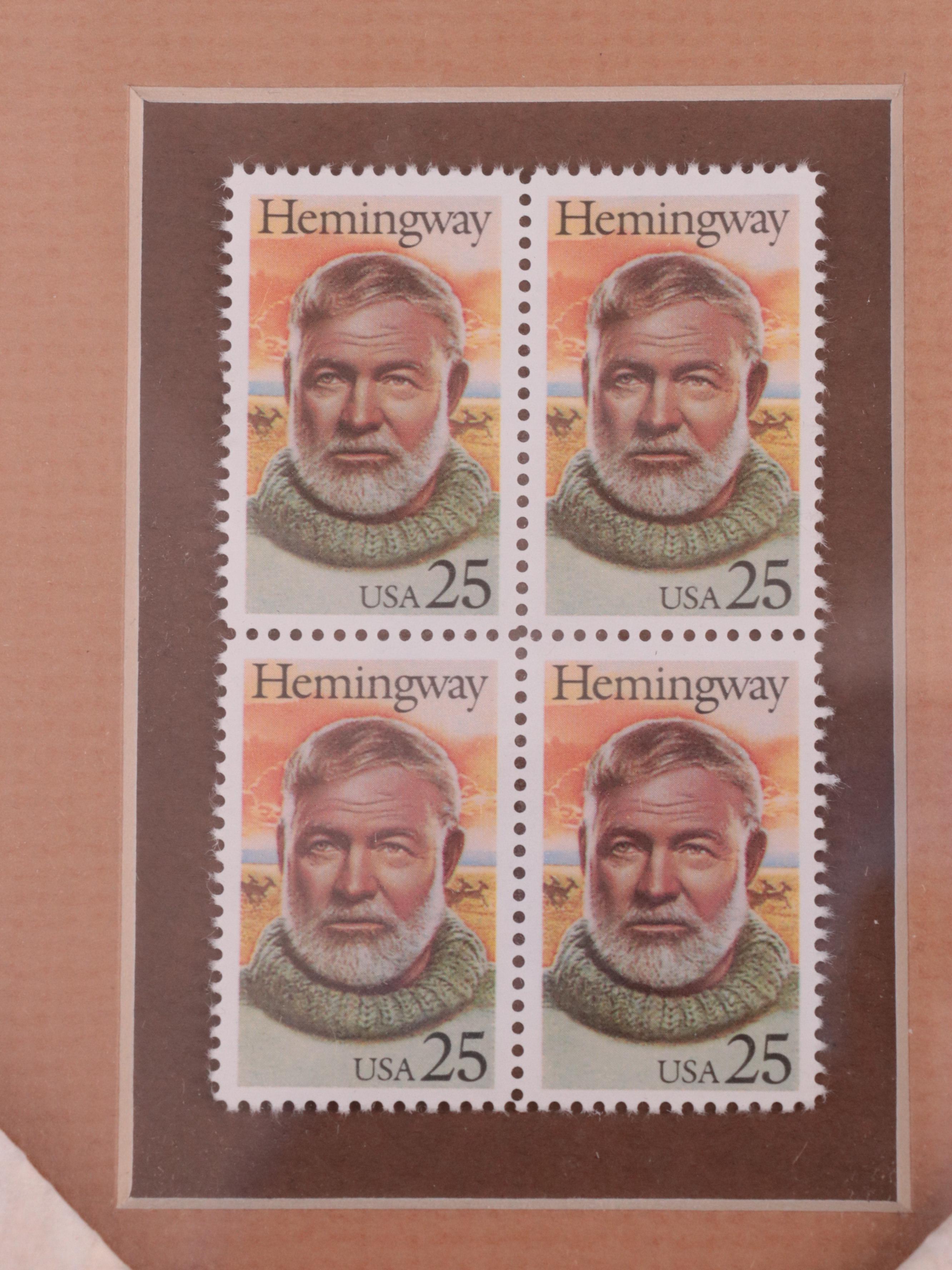 Framed Ernest Hemingway Postage Stamp Set