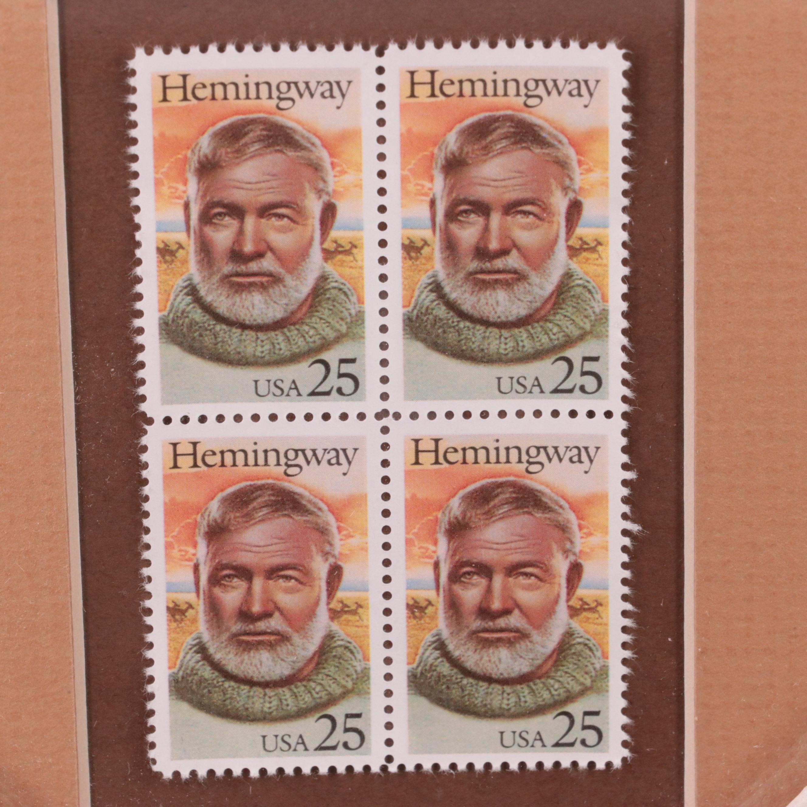 Framed Ernest Hemingway Postage Stamp Set