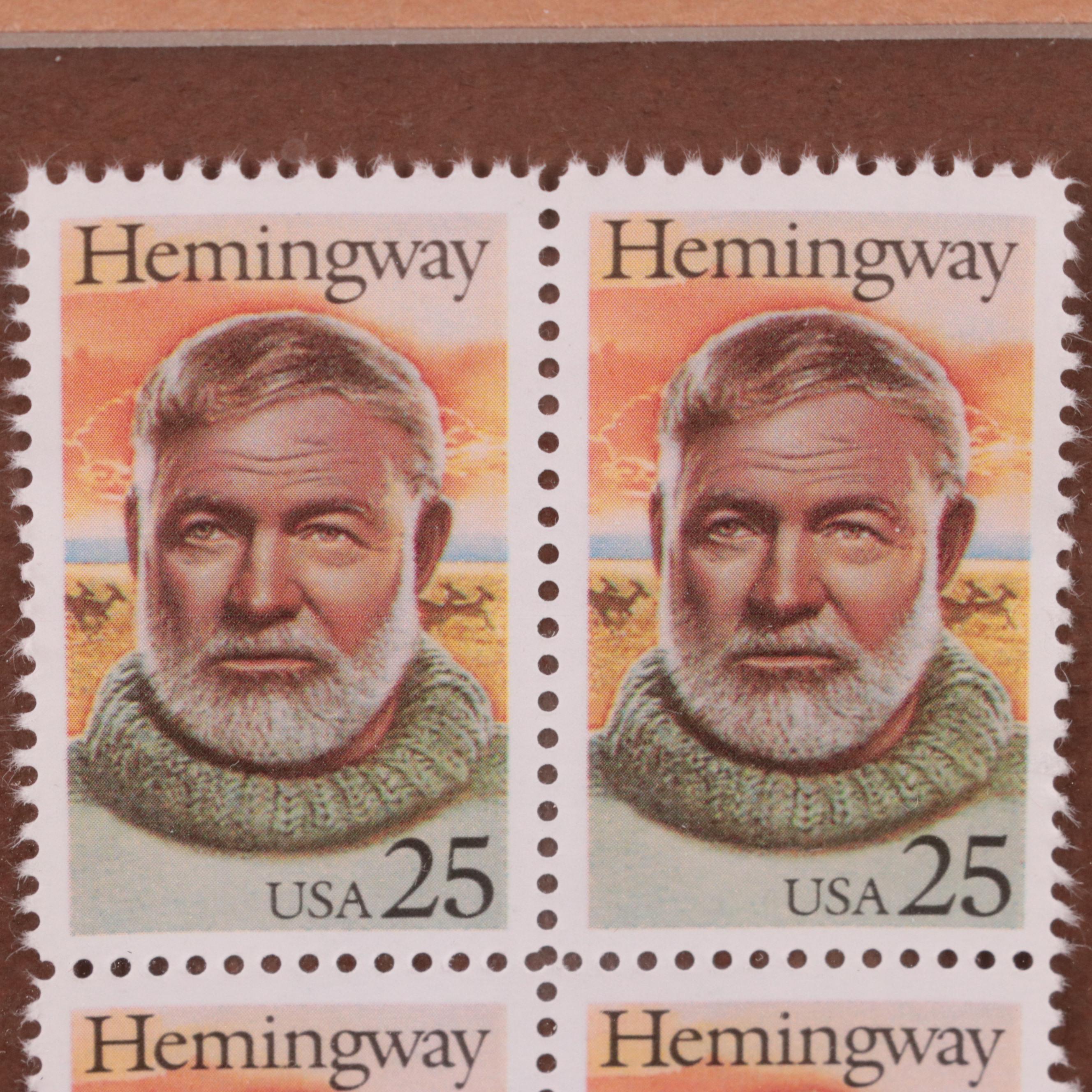 Framed Ernest Hemingway Postage Stamp Set