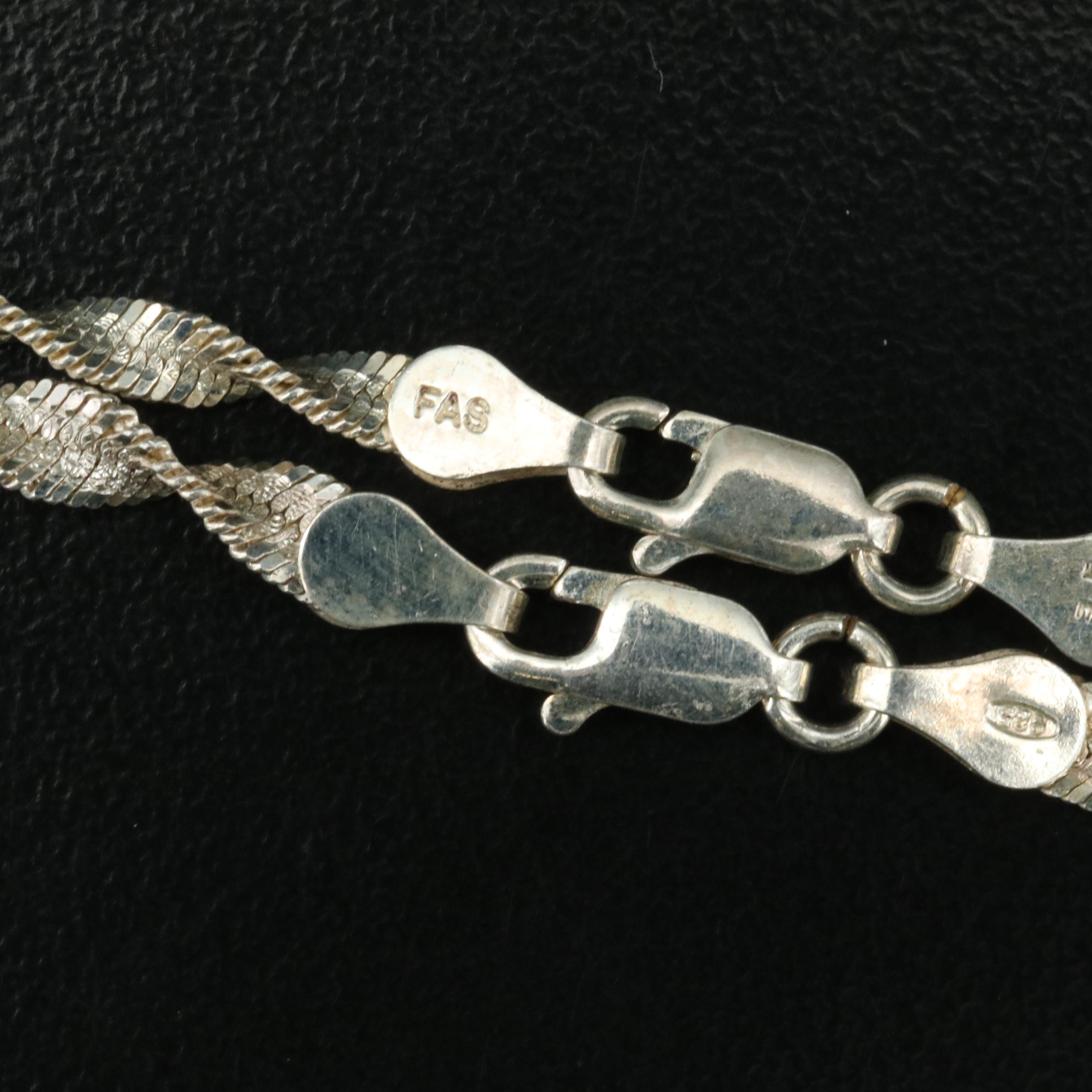 Sterling Twisted Herringbone Necklace and Bracelet Set