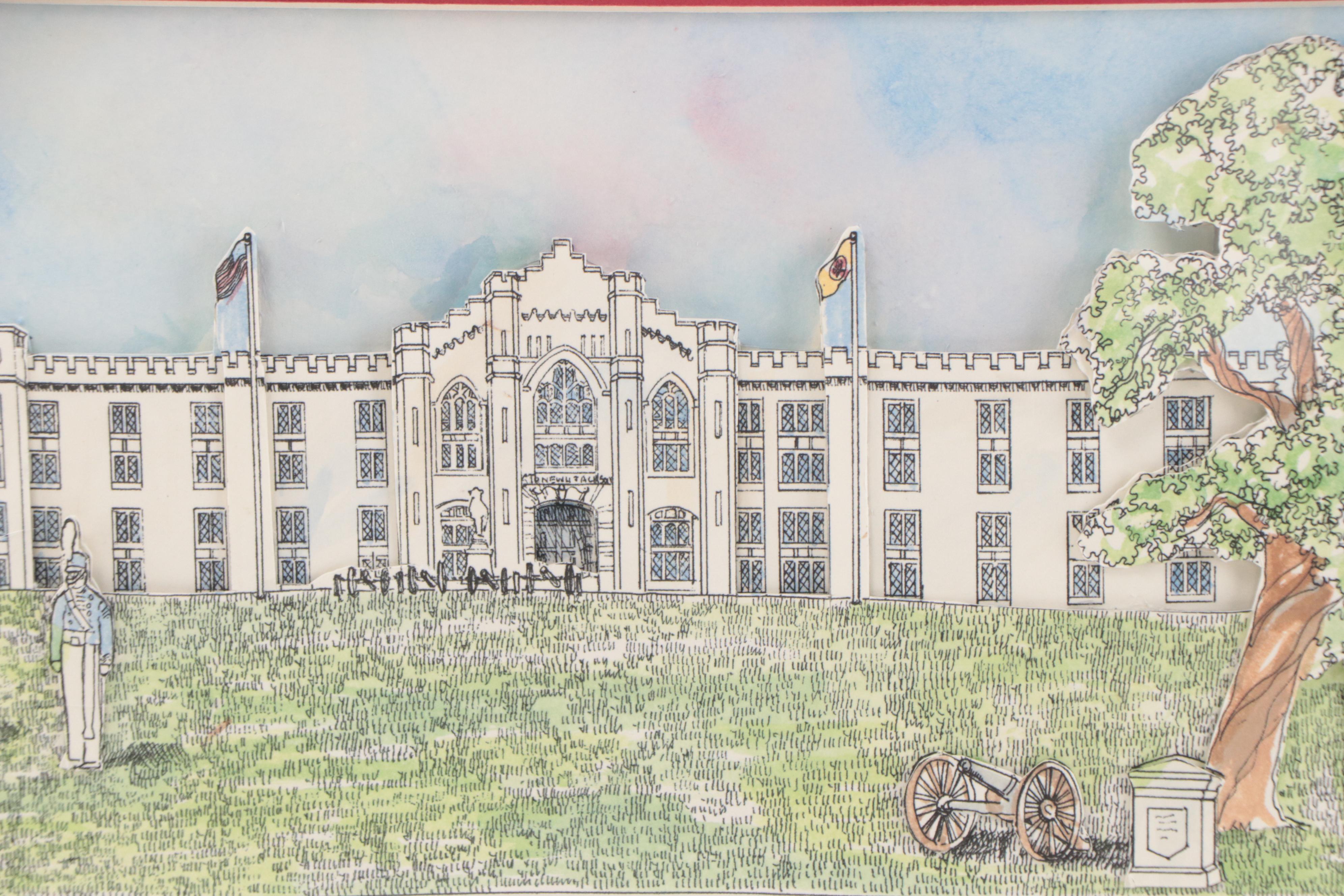 Patsy Gullett Dimensional Watercolor Painting "VMI"