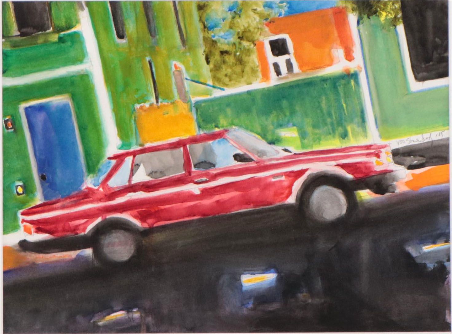 Watercolor Painting of Car, 1985