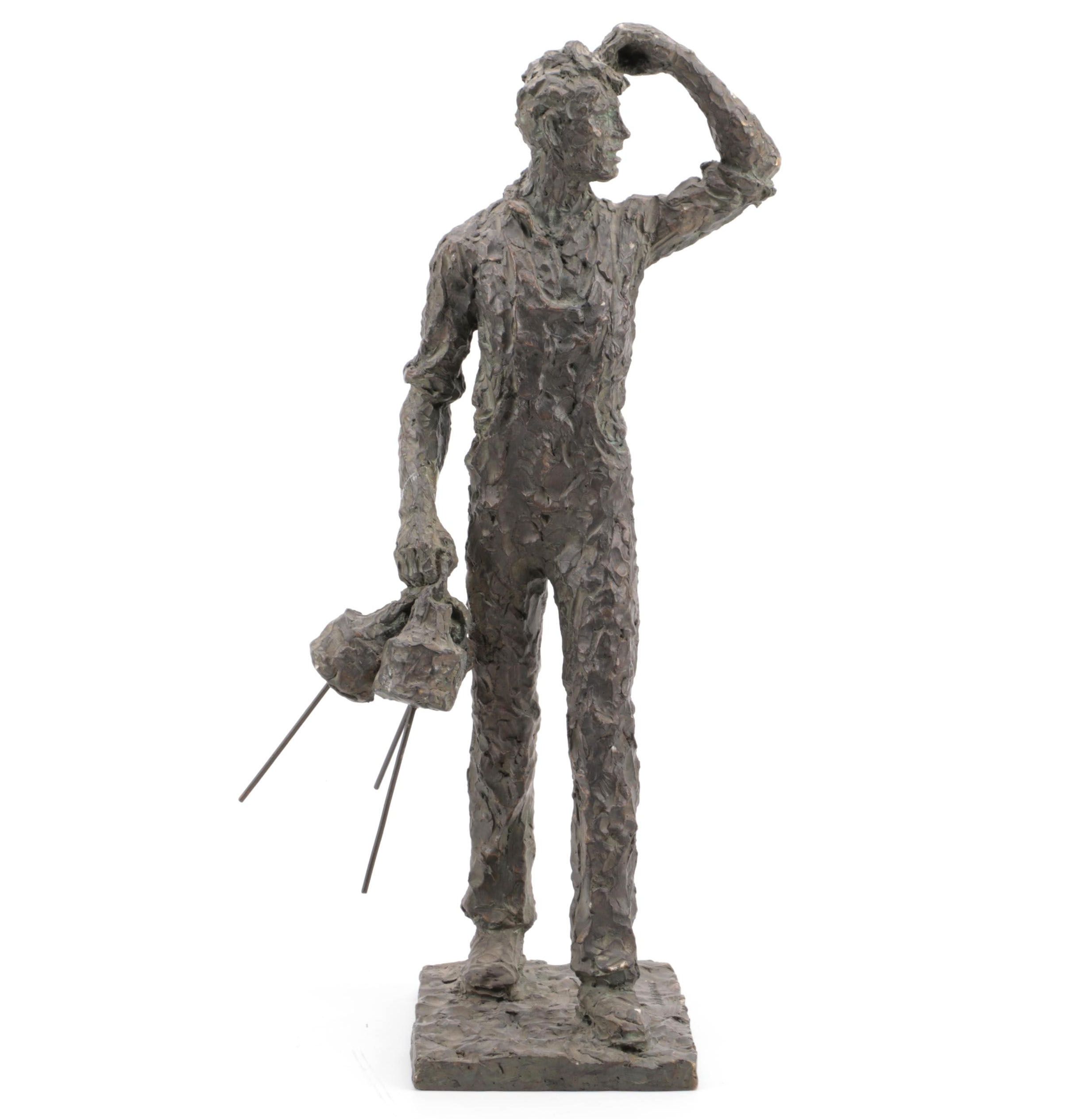Cast Metal Sculpture of Standing Male Figure