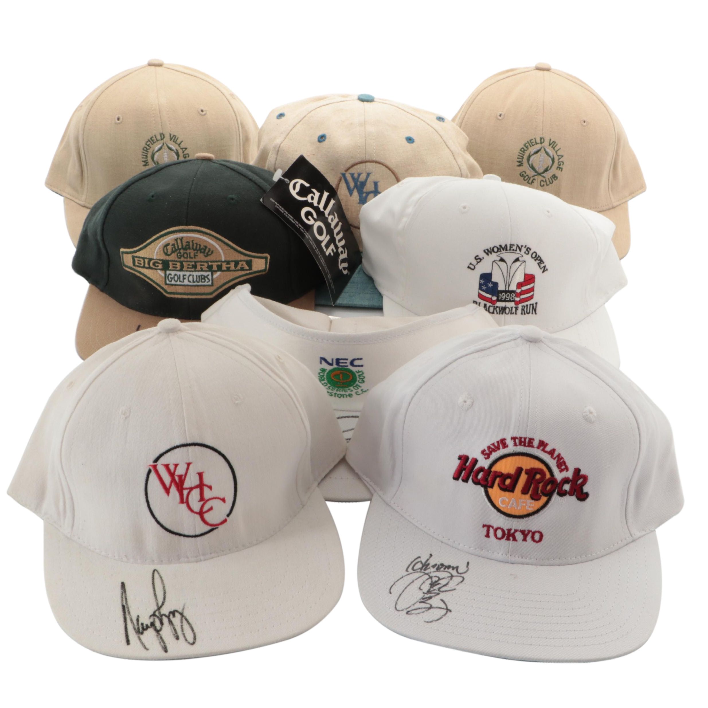 Jack Nicklaus, Greg Norman, Laura Davies, and More Signed Golfing Hats