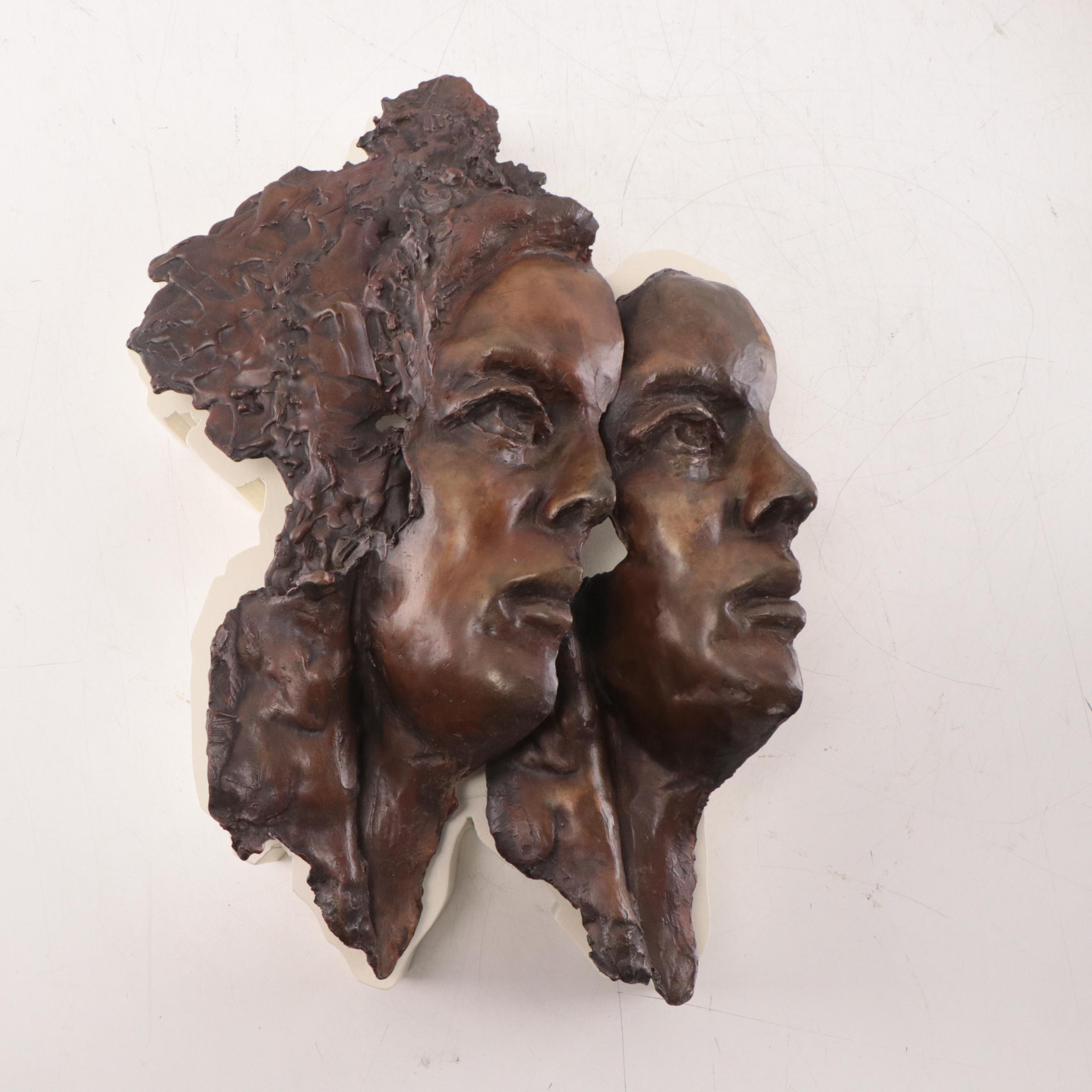 Cast Bronze Faces and Fragments Wall Sculptures