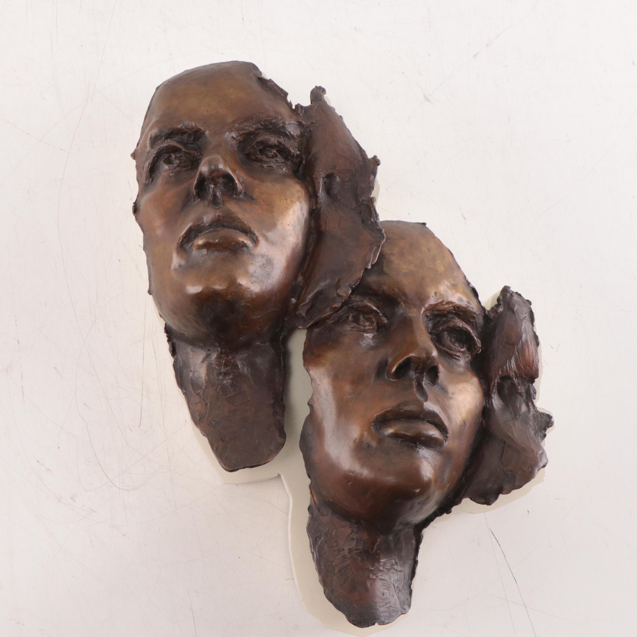 Cast Bronze Faces and Fragments Wall Sculptures