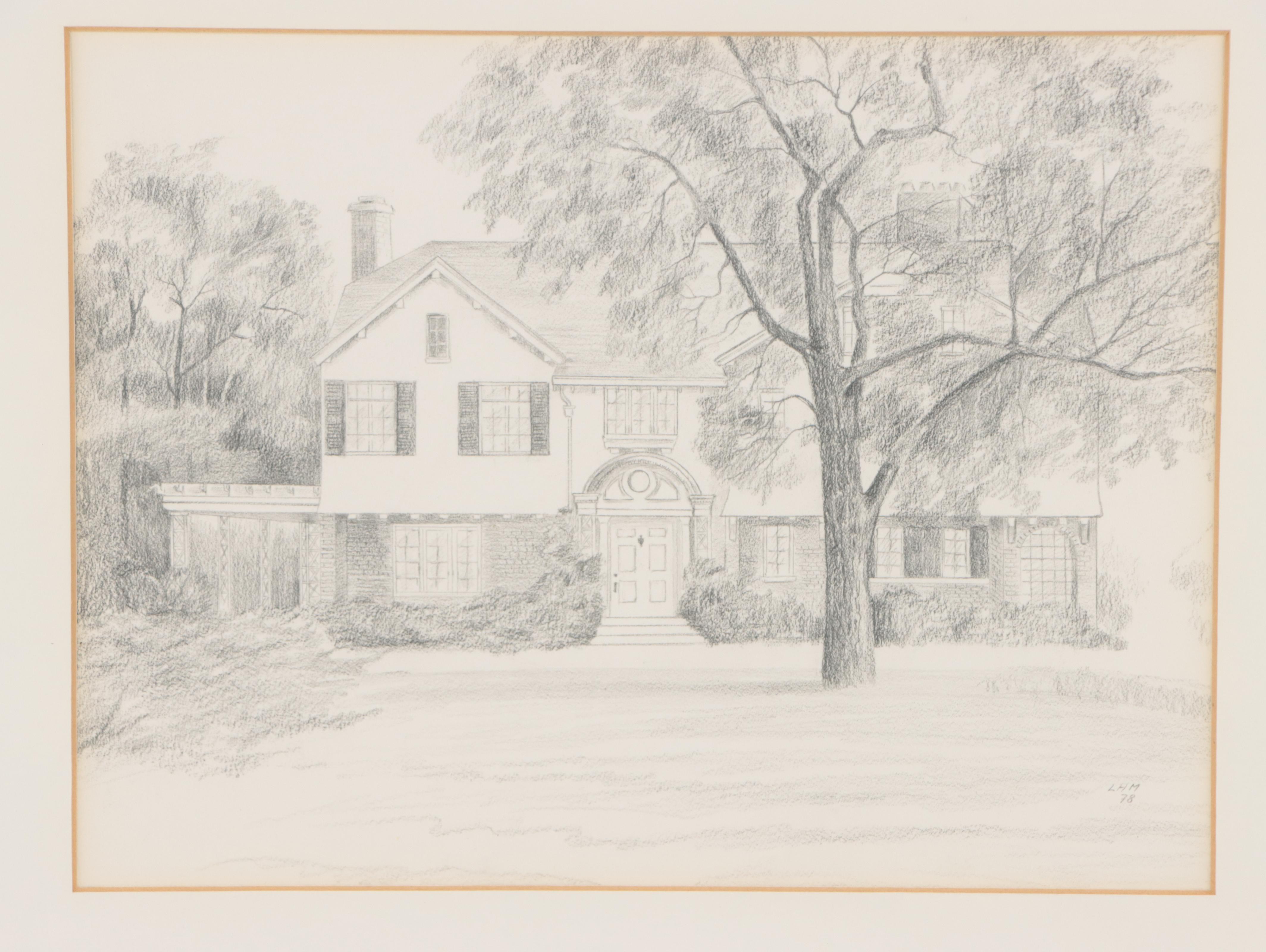 Residential Landscape Graphite Drawing, 1978; More