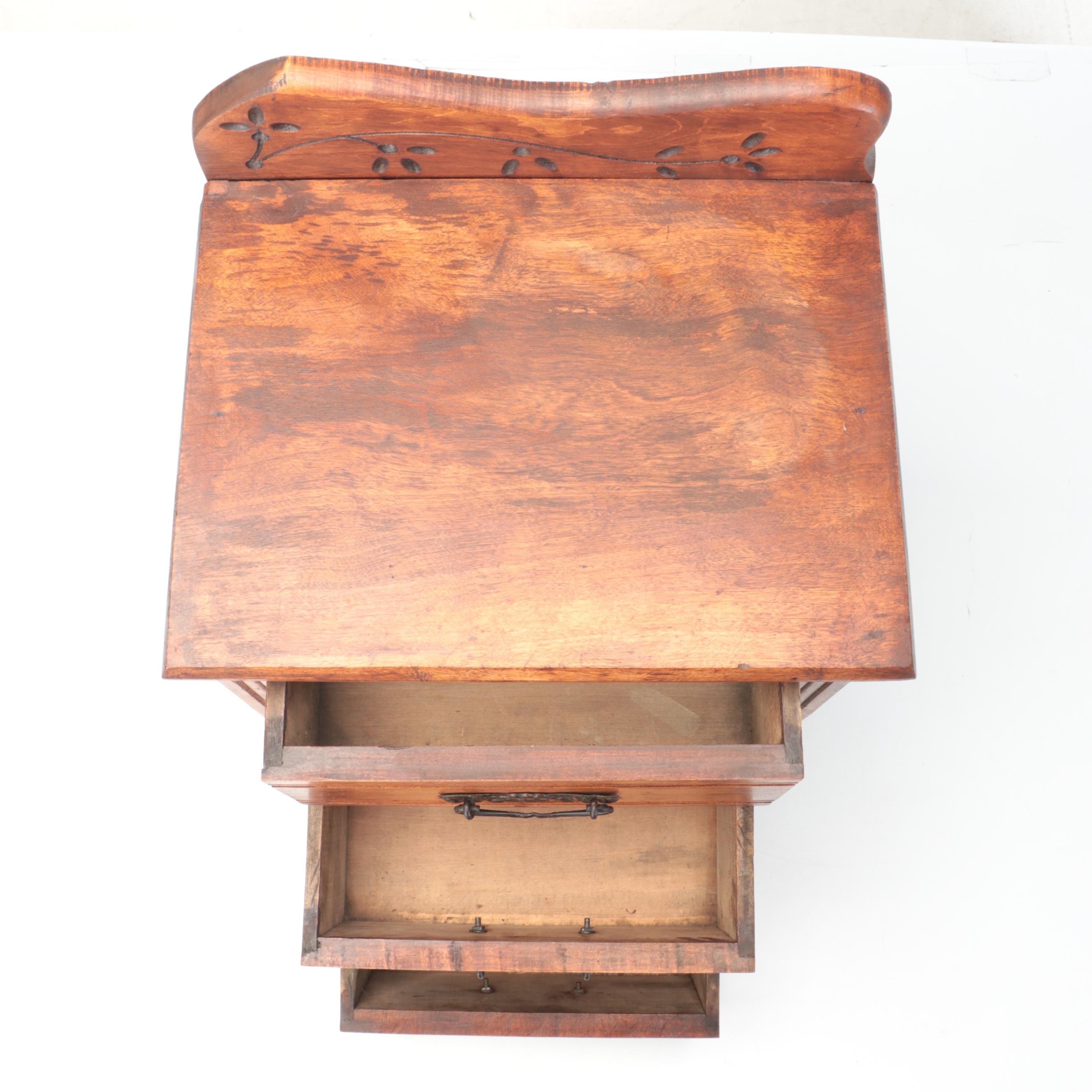 Hand-Crafted Wooden Three Drawer Cabinet