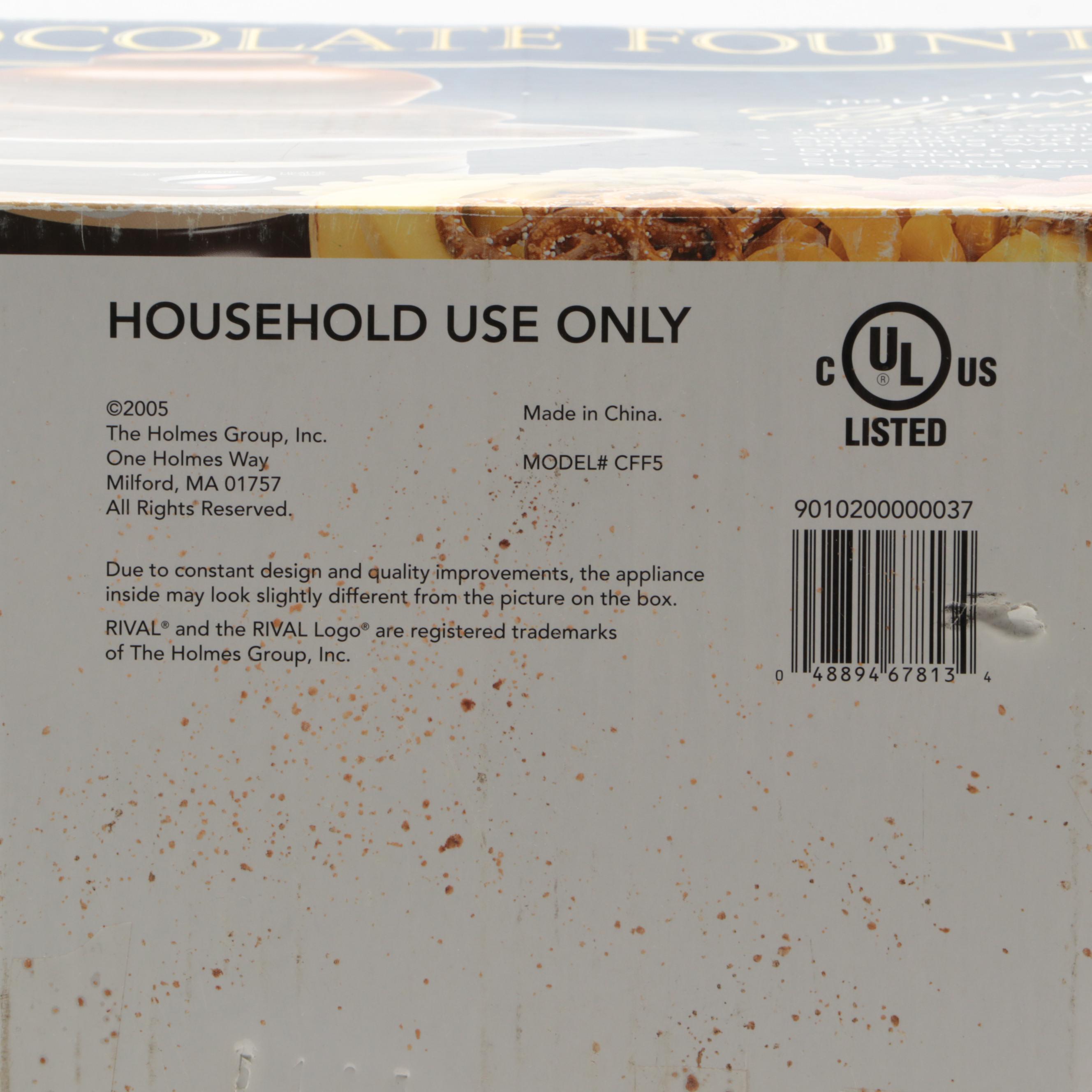 Rival Chocolate Fountain with Popcorn Popper and Popcorn Tubs