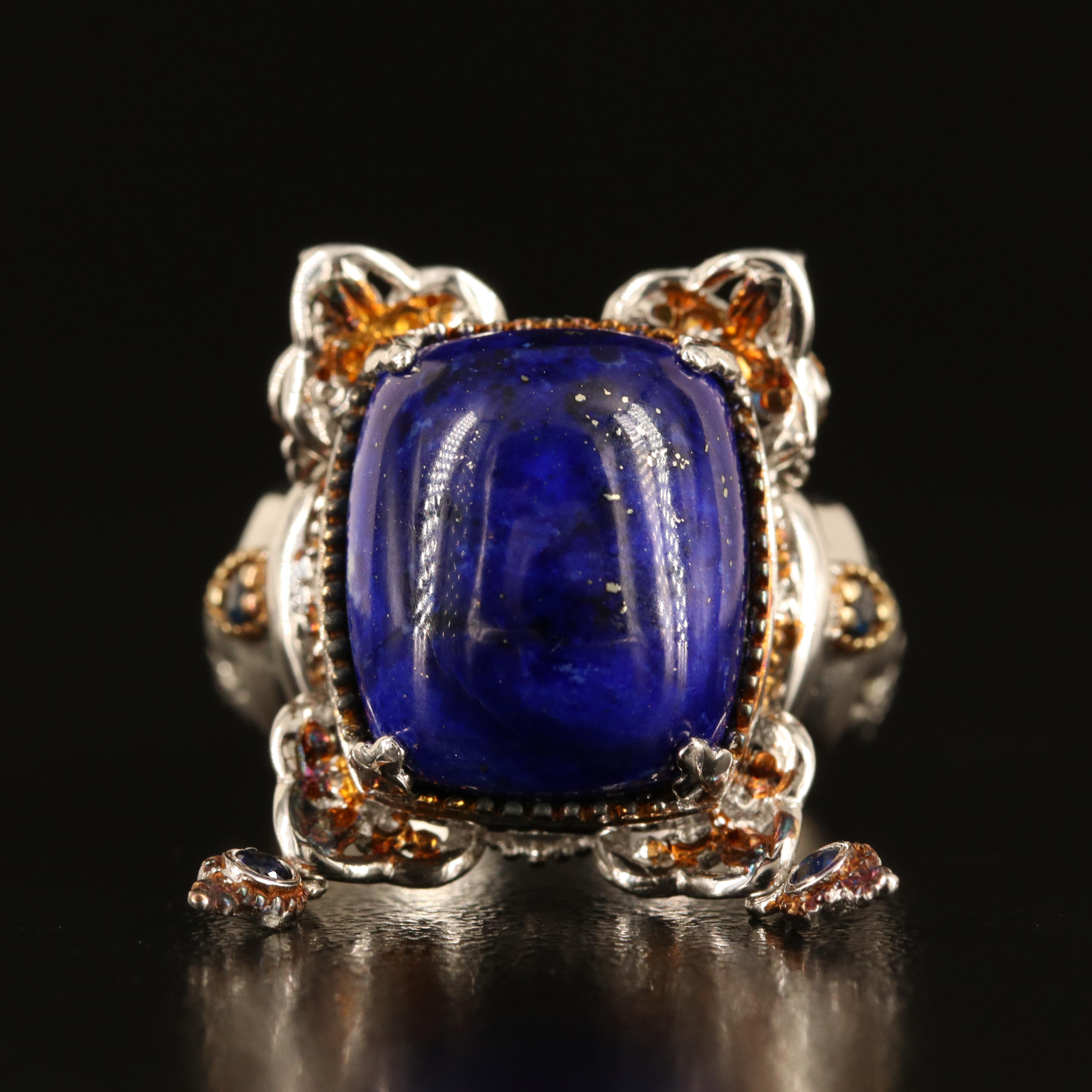 Sterling Lapis Lazuli and Articulated Sapphires Rings