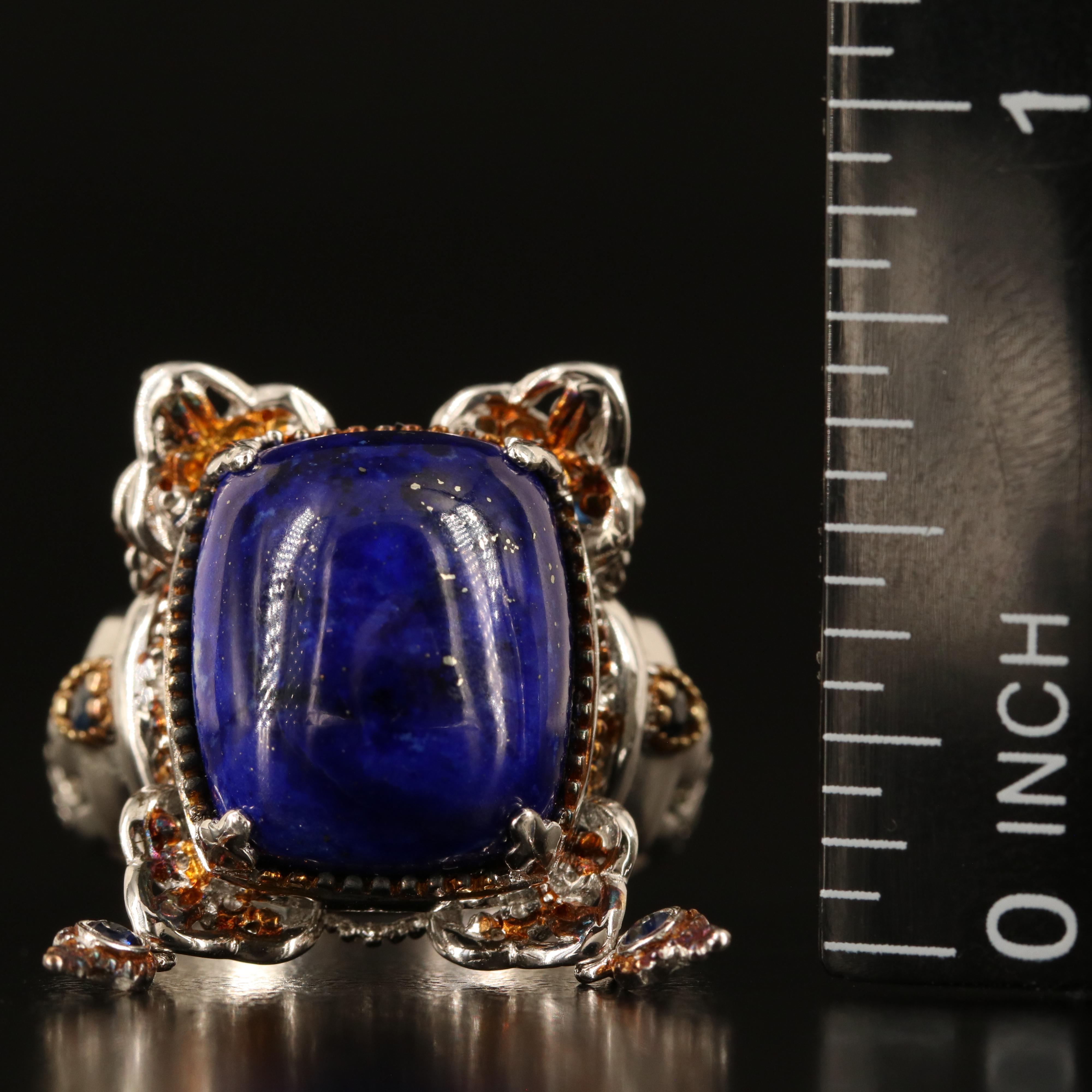 Sterling Lapis Lazuli and Articulated Sapphires Rings