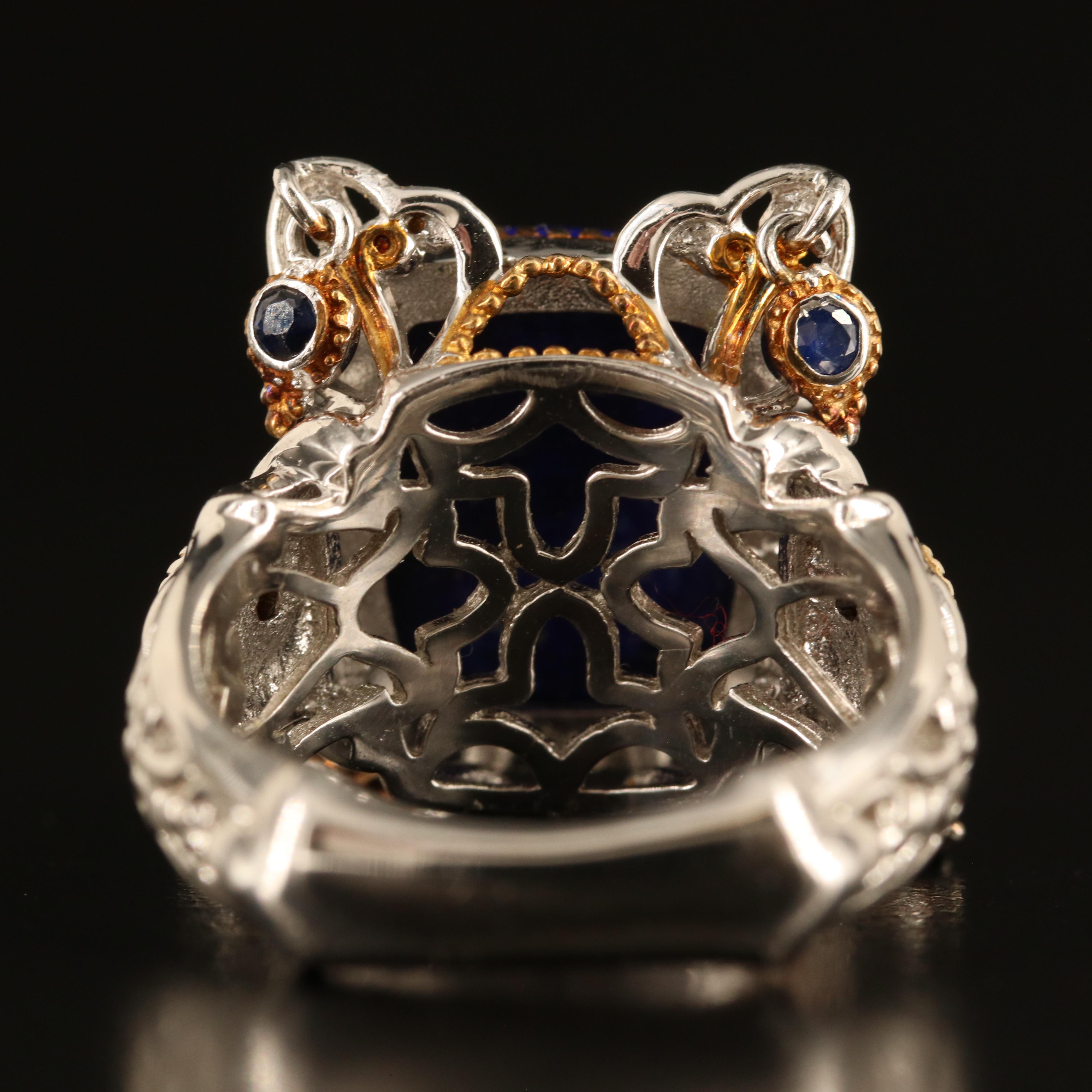 Sterling Lapis Lazuli and Articulated Sapphires Rings
