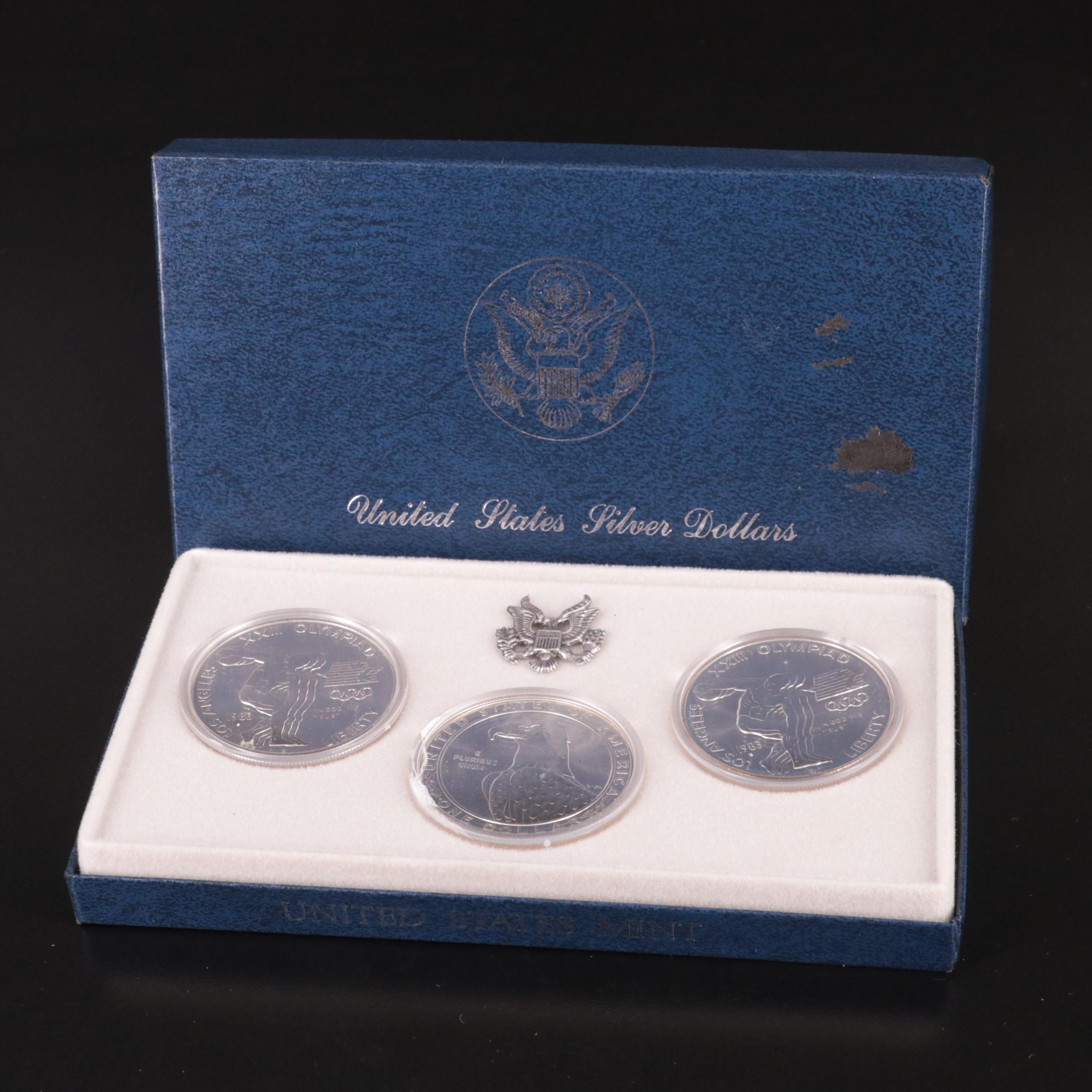 1983 3-Coin Olympic Commemorative Silver Dollar Set