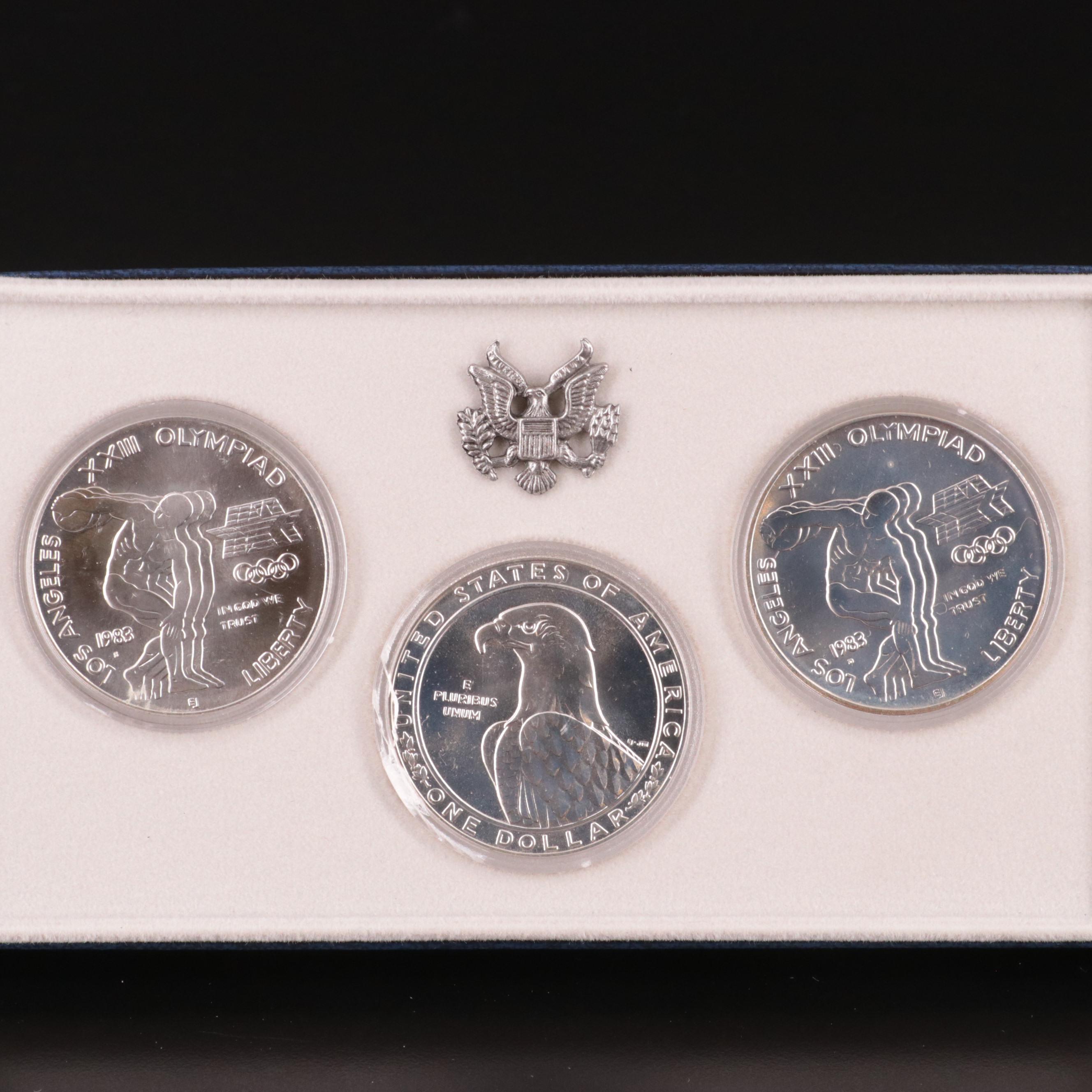 1983 3-Coin Olympic Commemorative Silver Dollar Set