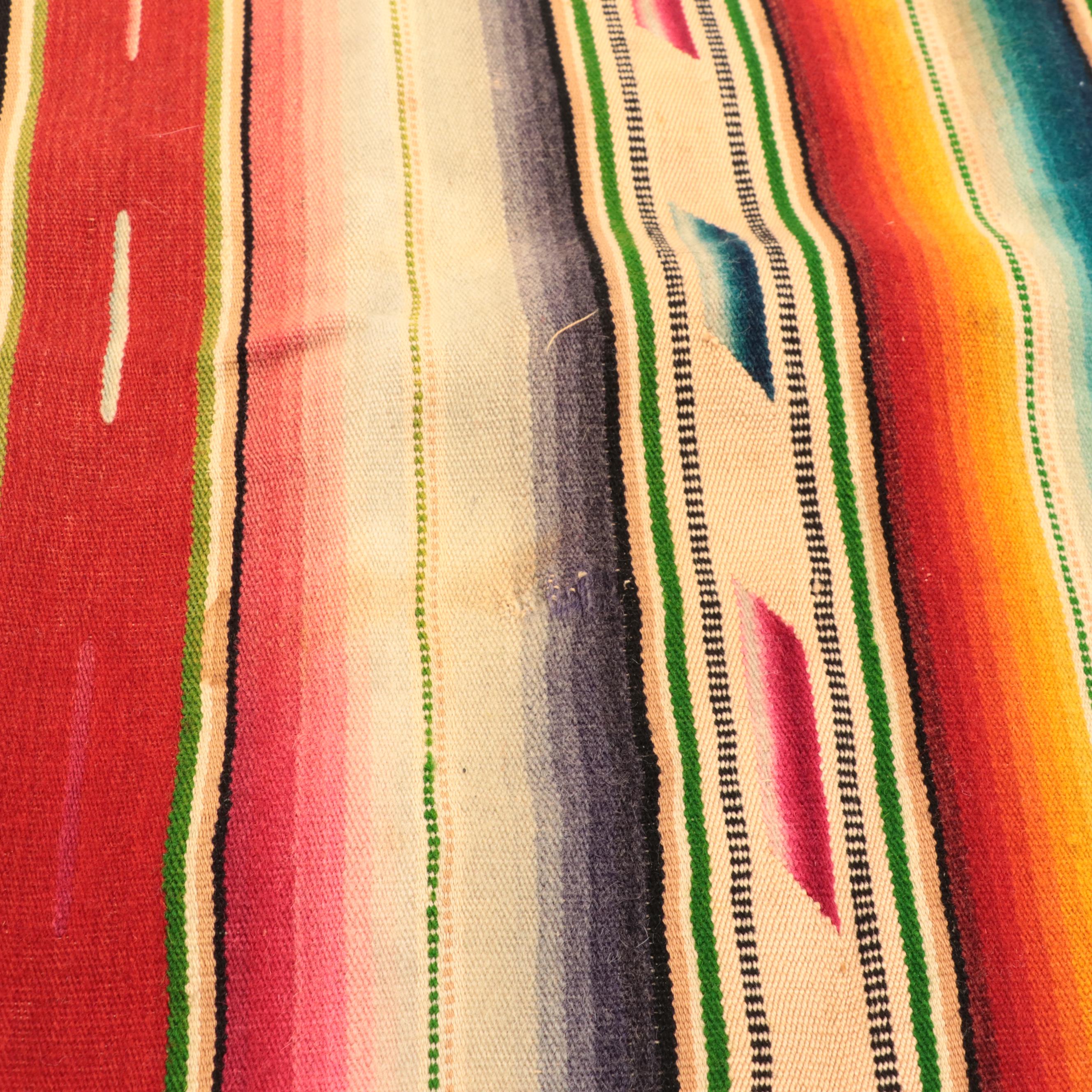 Handwoven Mexican Saltillo Serape Blanket and Mat