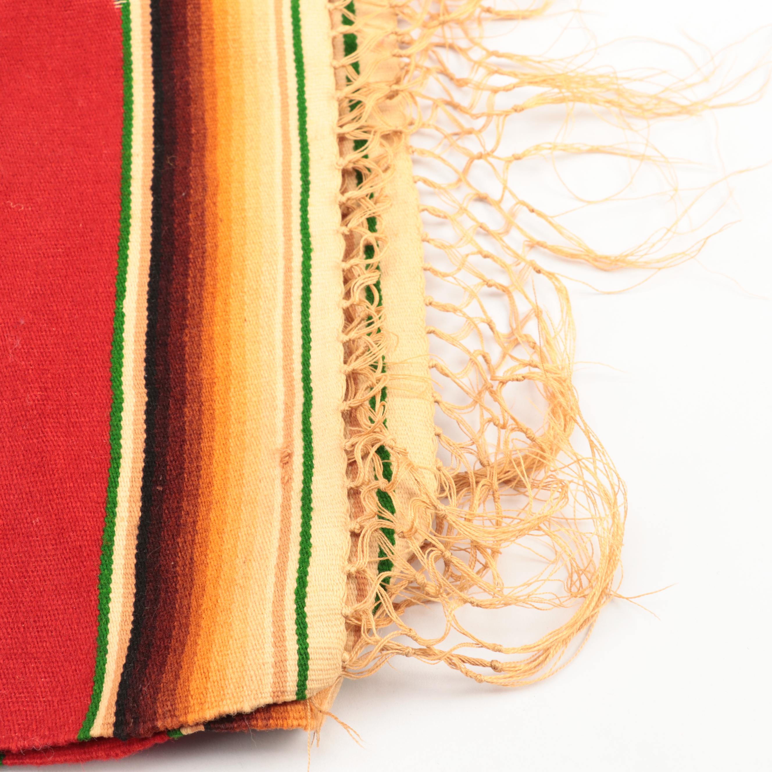 Handwoven Mexican Saltillo Serape Blanket and Mat