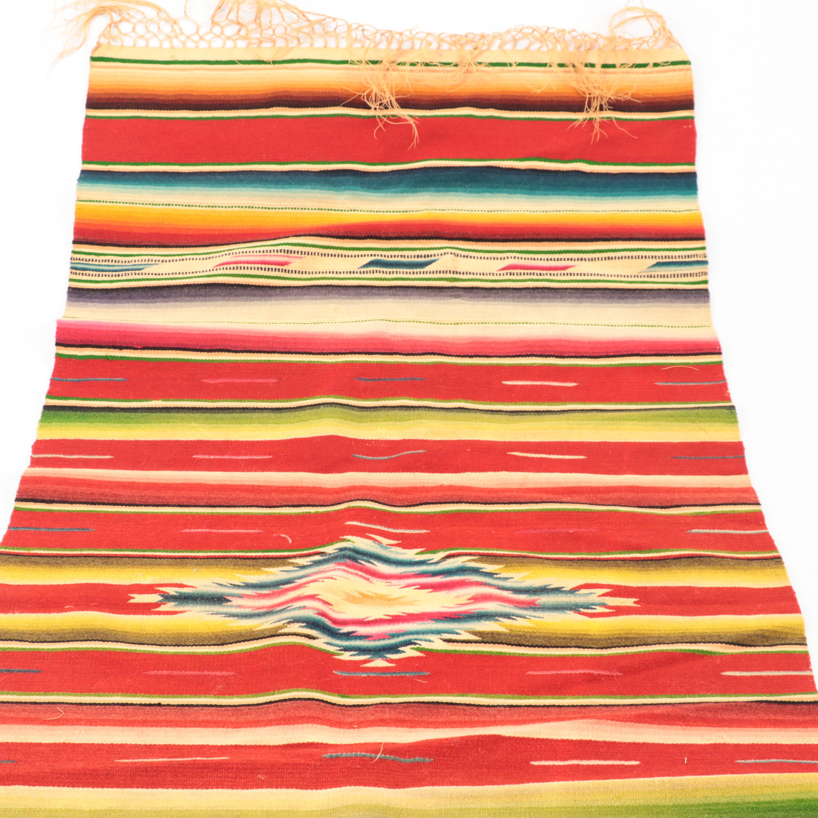 Handwoven Mexican Saltillo Serape Blanket and Mat