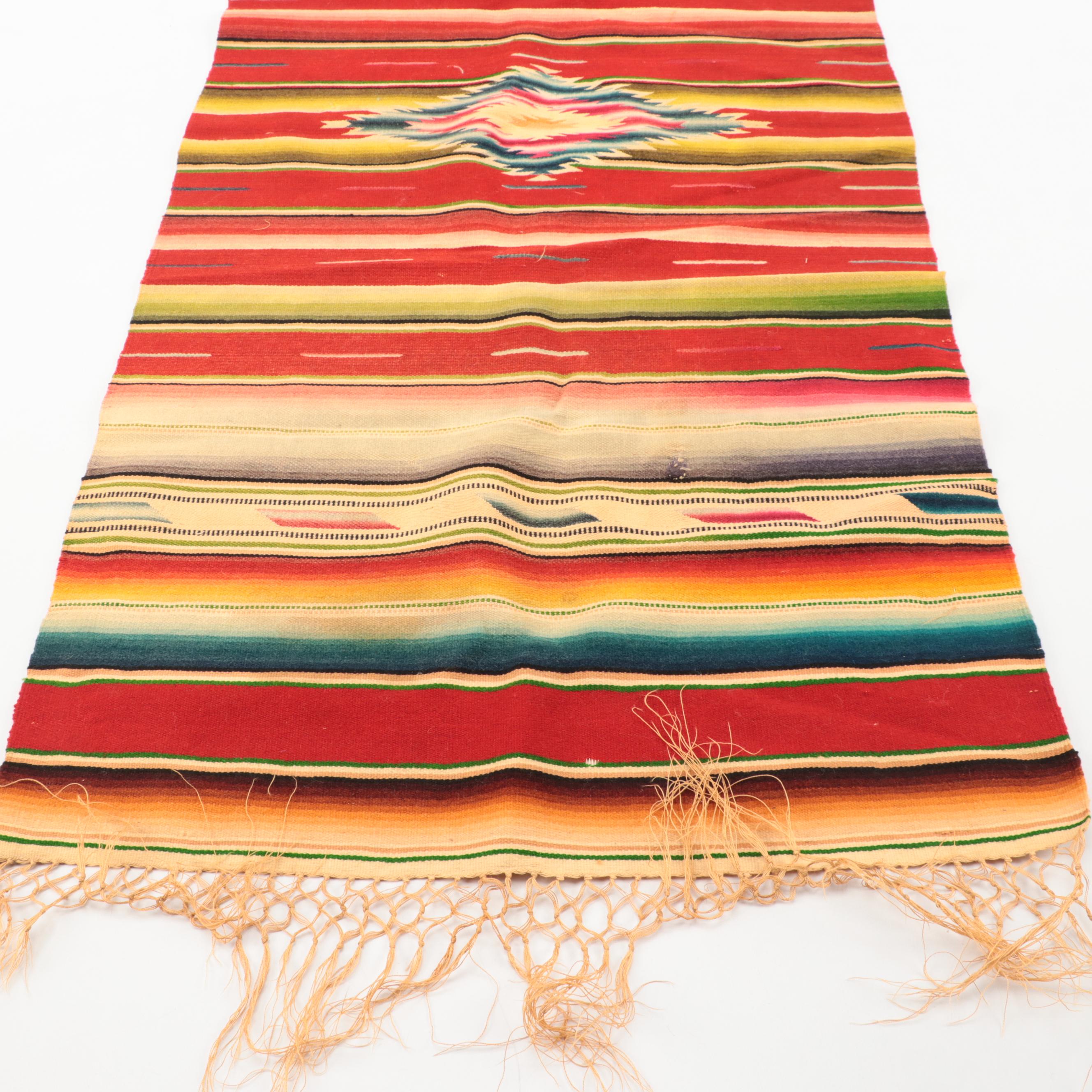 Handwoven Mexican Saltillo Serape Blanket and Mat