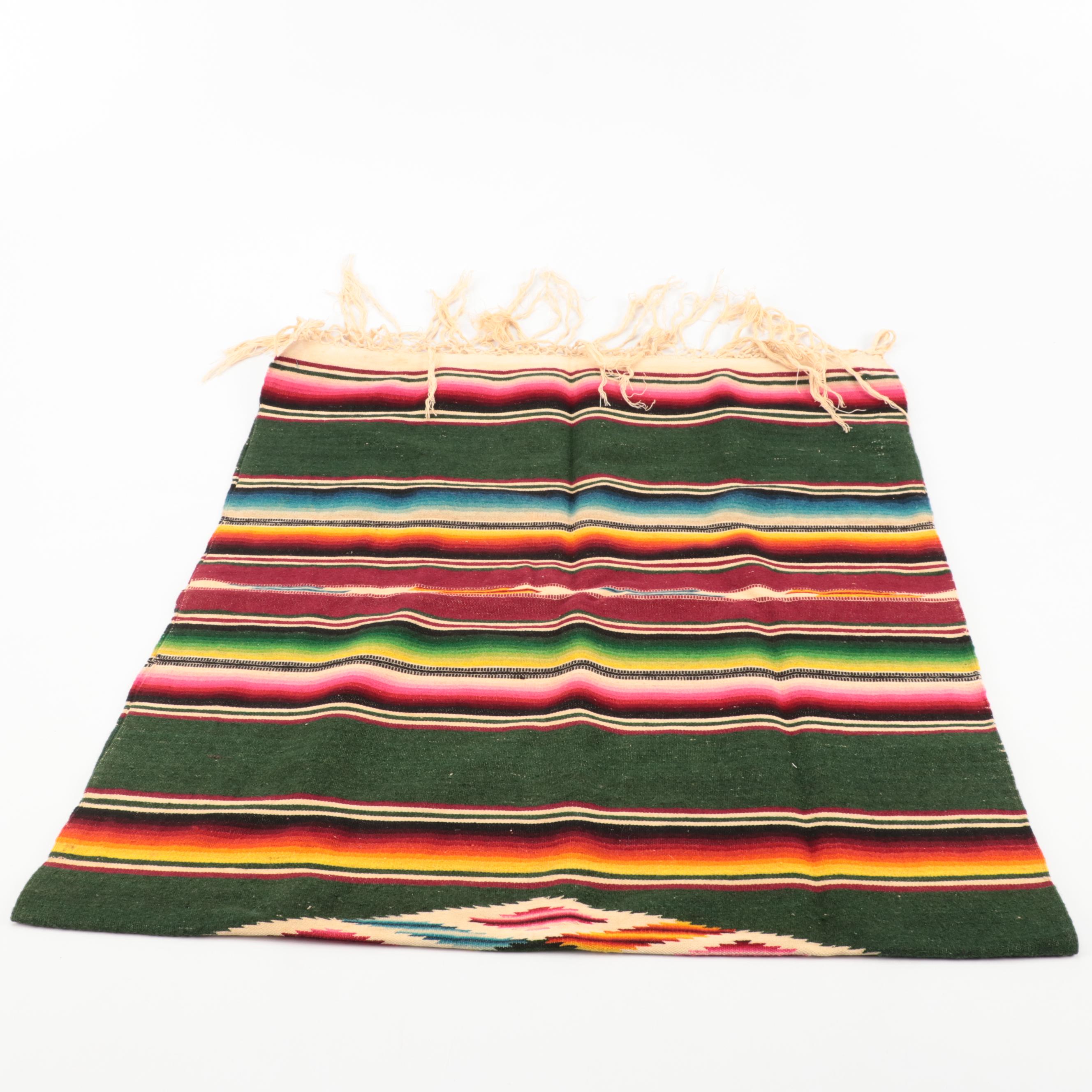 Handwoven Mexican Saltillo Serape Blanket and Mat