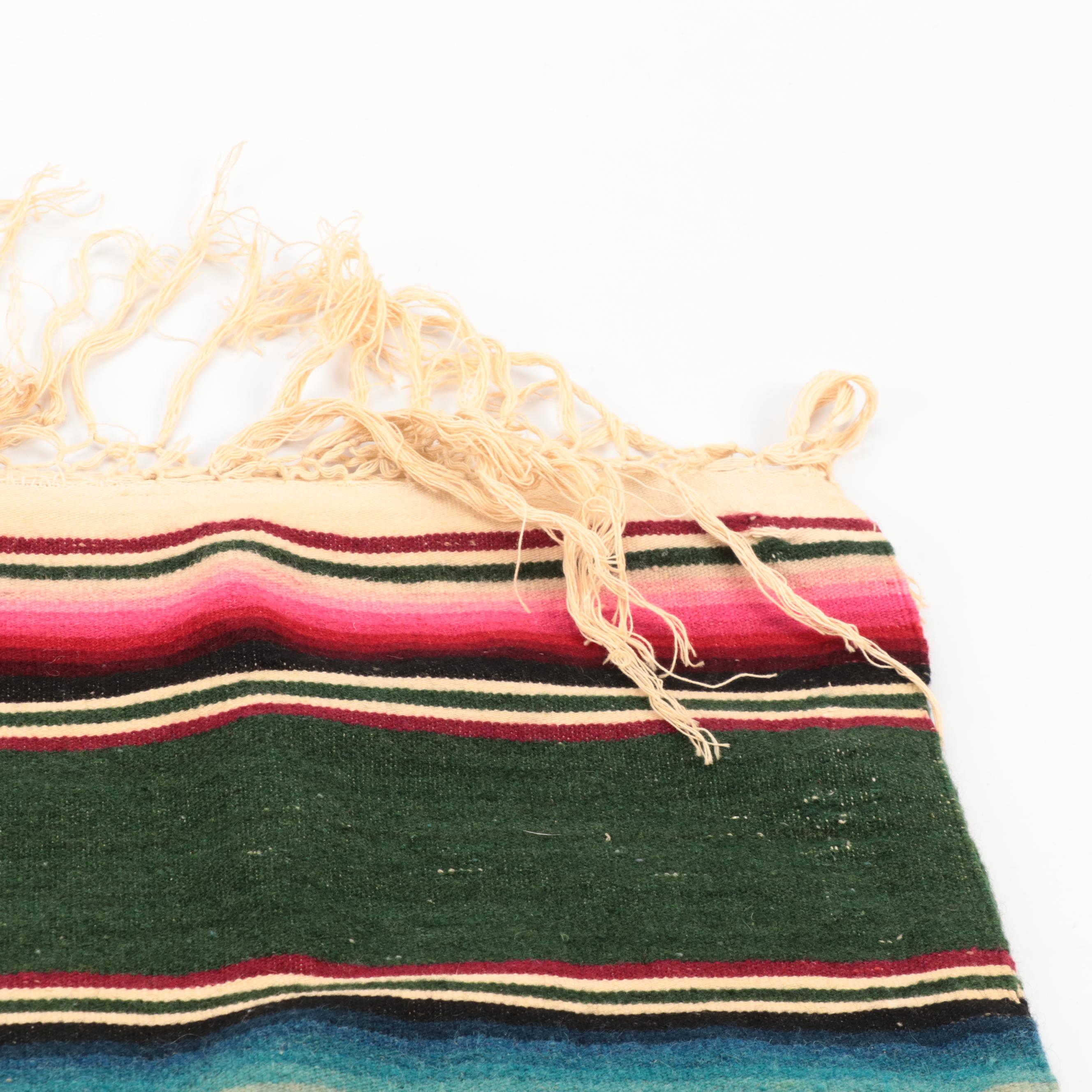 Handwoven Mexican Saltillo Serape Blanket and Mat