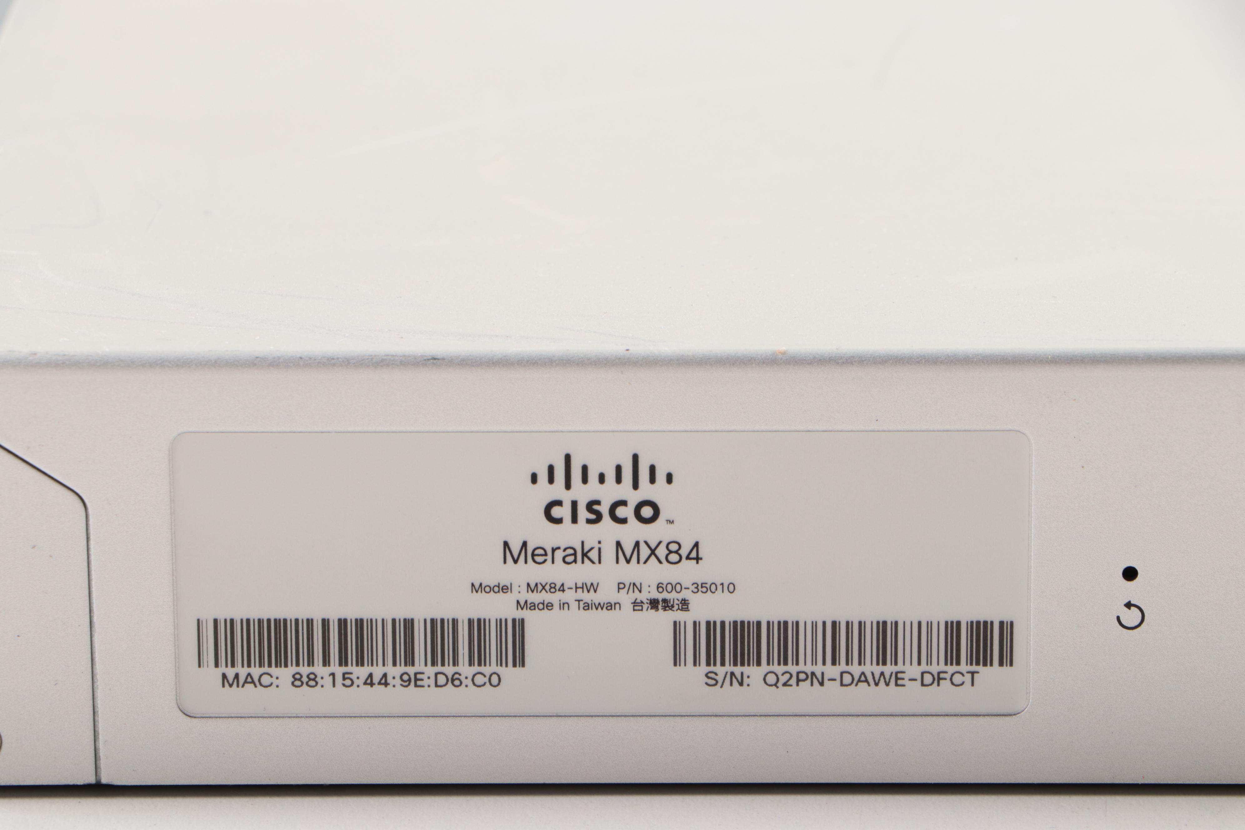 Cisco Meraki MX84 Cloud Managed Security Appliance