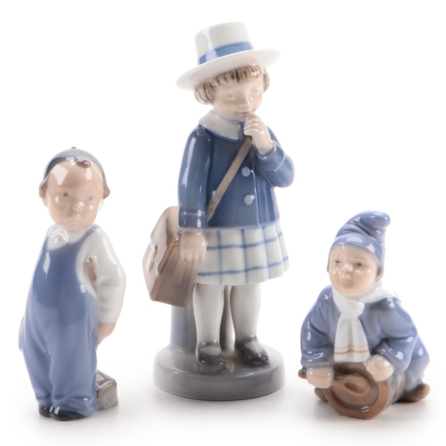 "Girl With Satchel" and Other Royal Copenhagen Porcelain Figurines