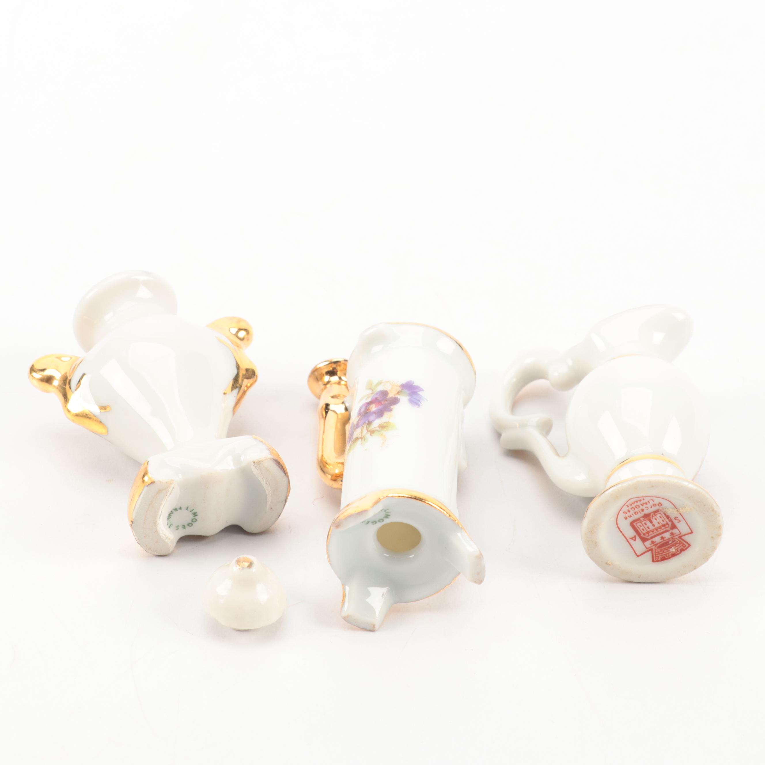 French Limoges Porcelain Miniatures with Romantic Vignettes