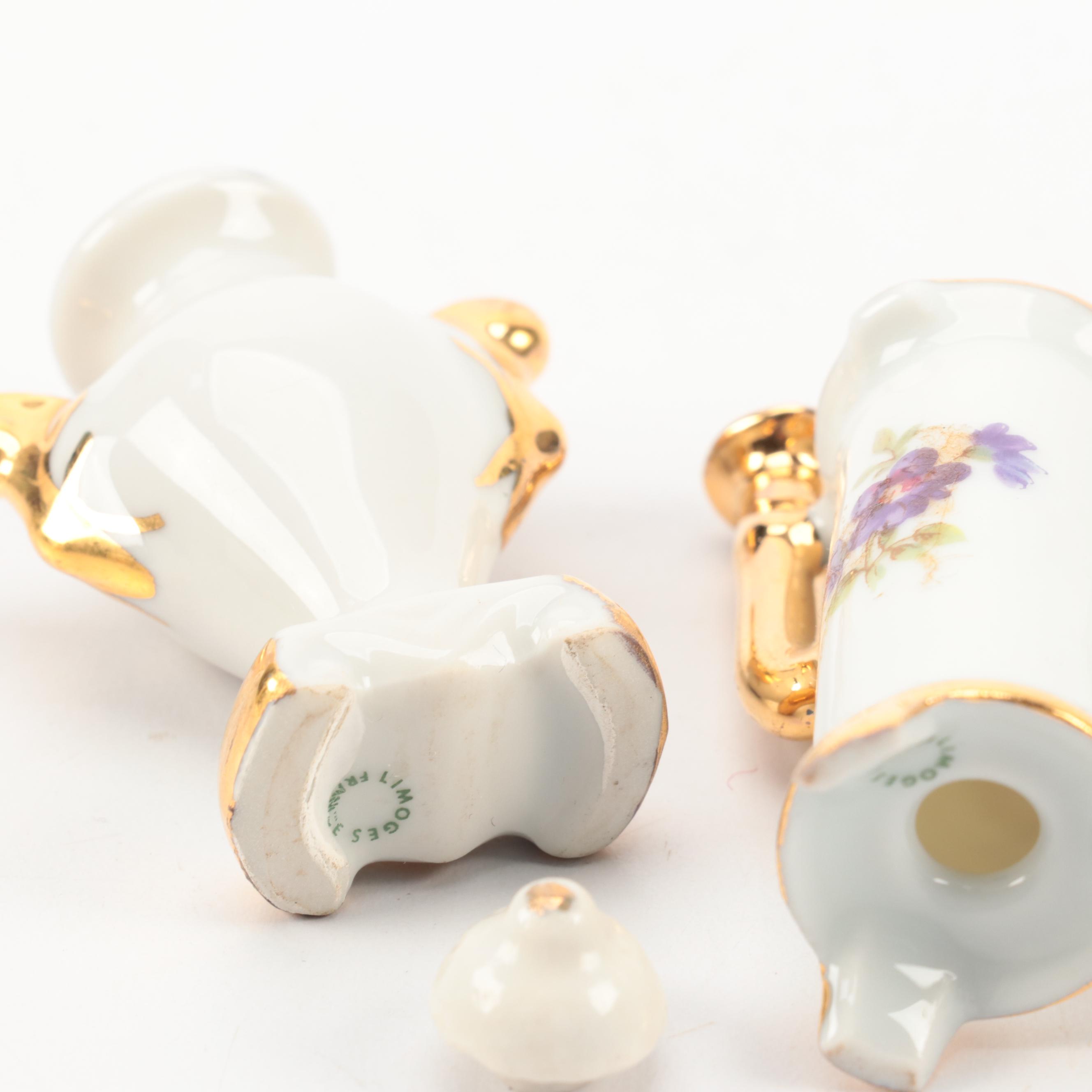 French Limoges Porcelain Miniatures with Romantic Vignettes