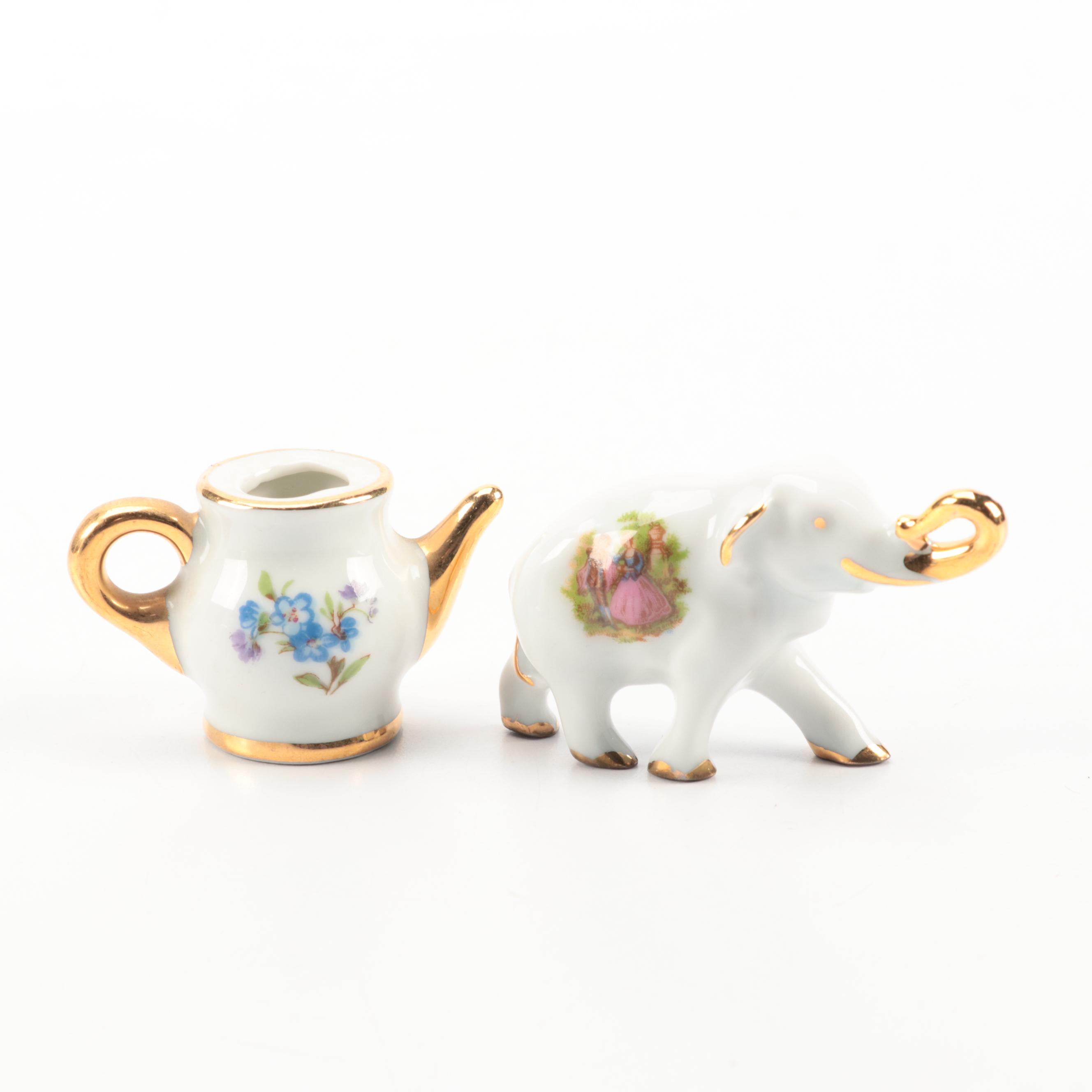 French Limoges Porcelain Miniatures with Romantic Vignettes