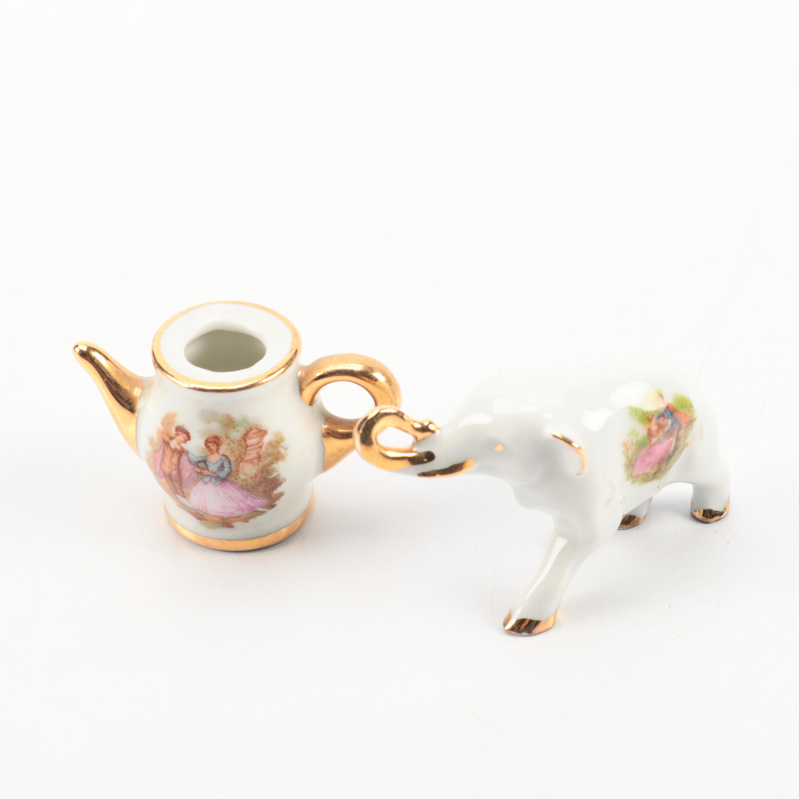 French Limoges Porcelain Miniatures with Romantic Vignettes