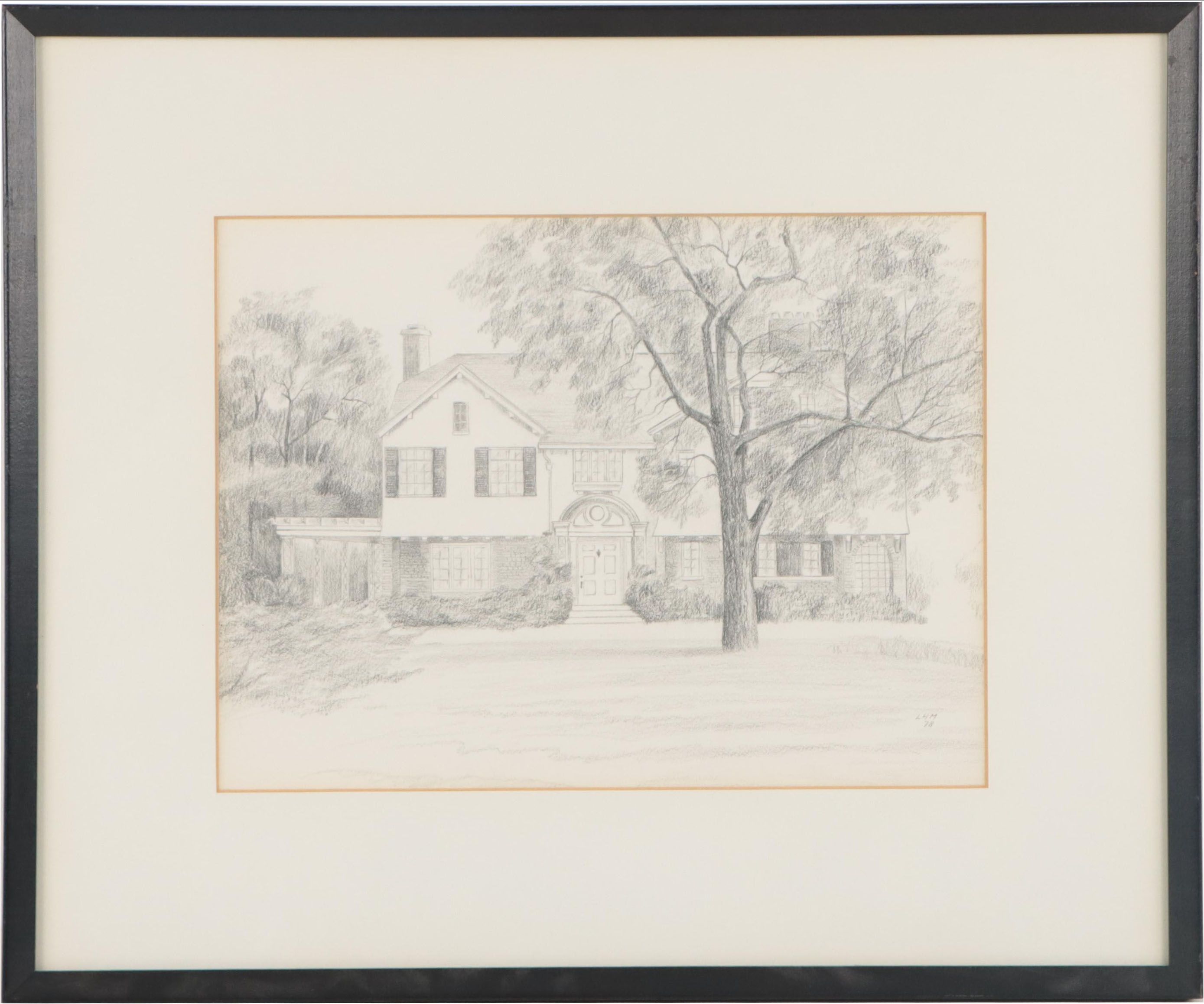 Residential Landscape Graphite Drawing, 1978; More