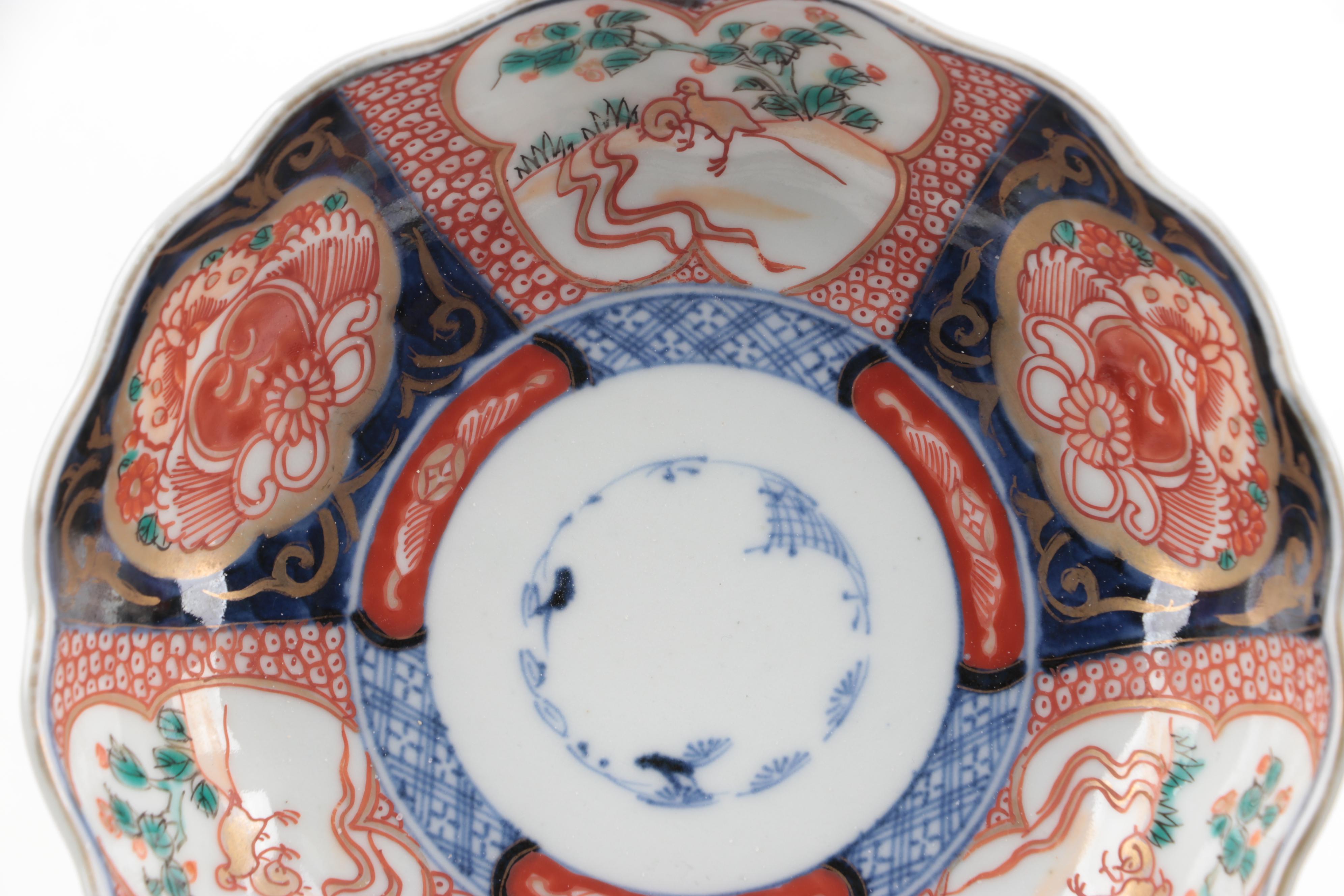 Japanese Arita Imari Porcelain Dinnerware with Pine Wood Crates, Meiji Period
