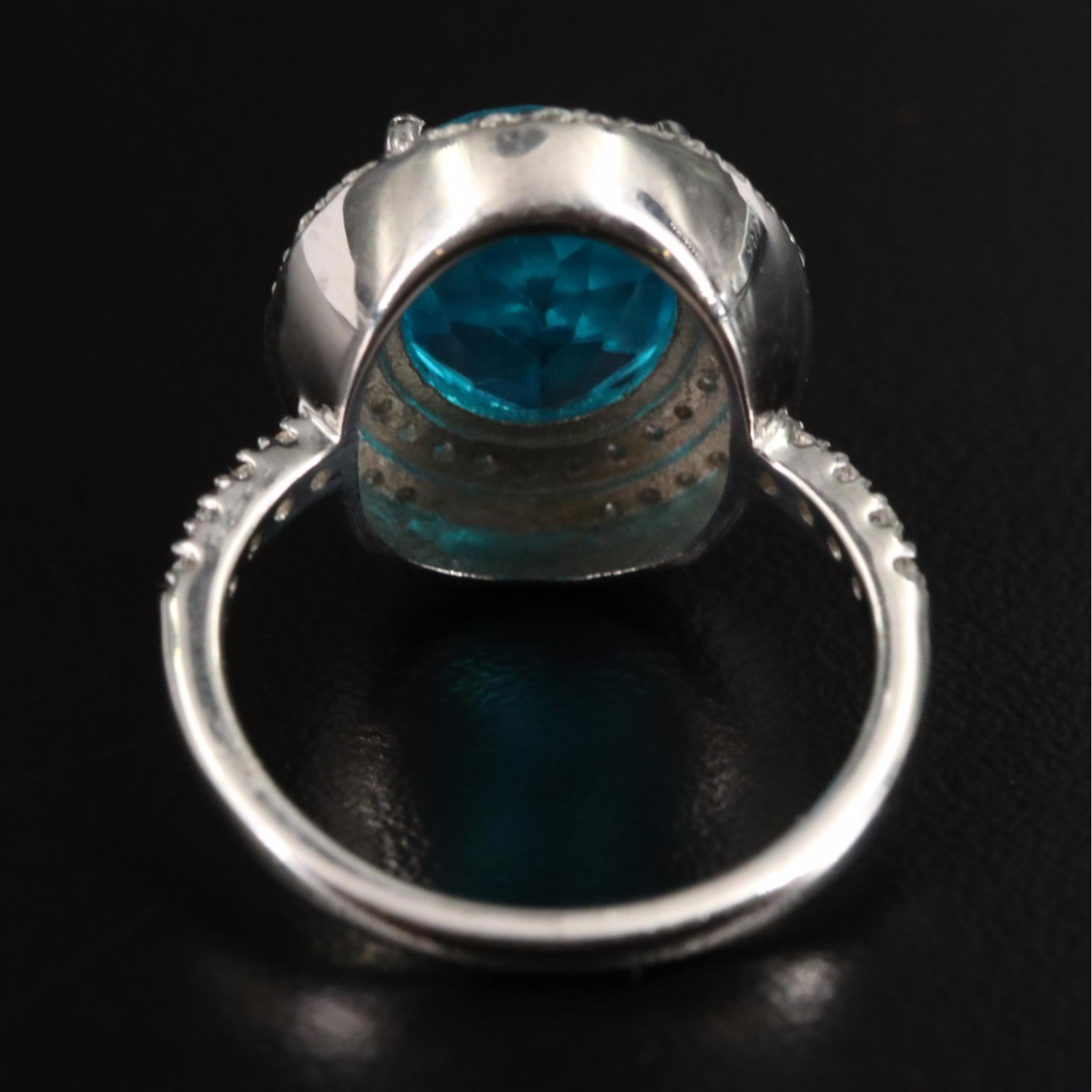 Sterling Topaz Oval Halo Ring