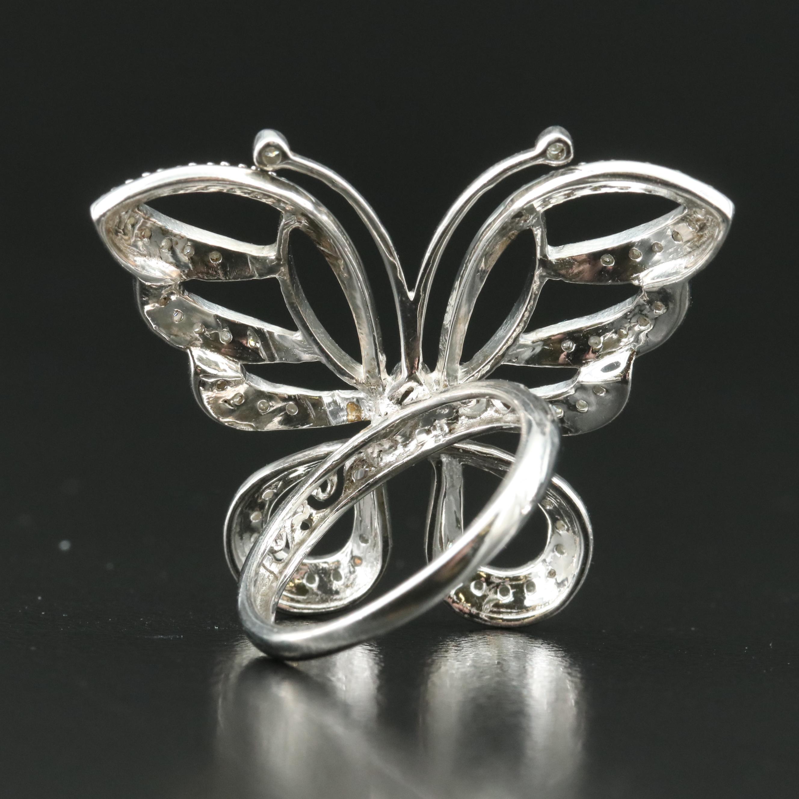 Sterling Diamond Butterfly Ring