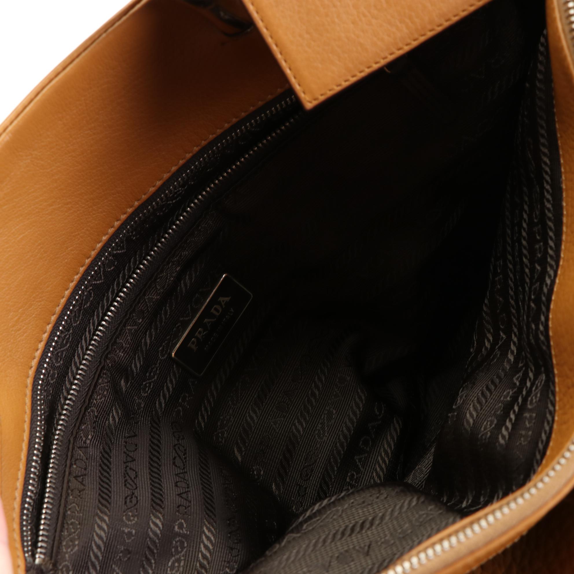 Prada Locking Shoulder Bag in Grained Leather