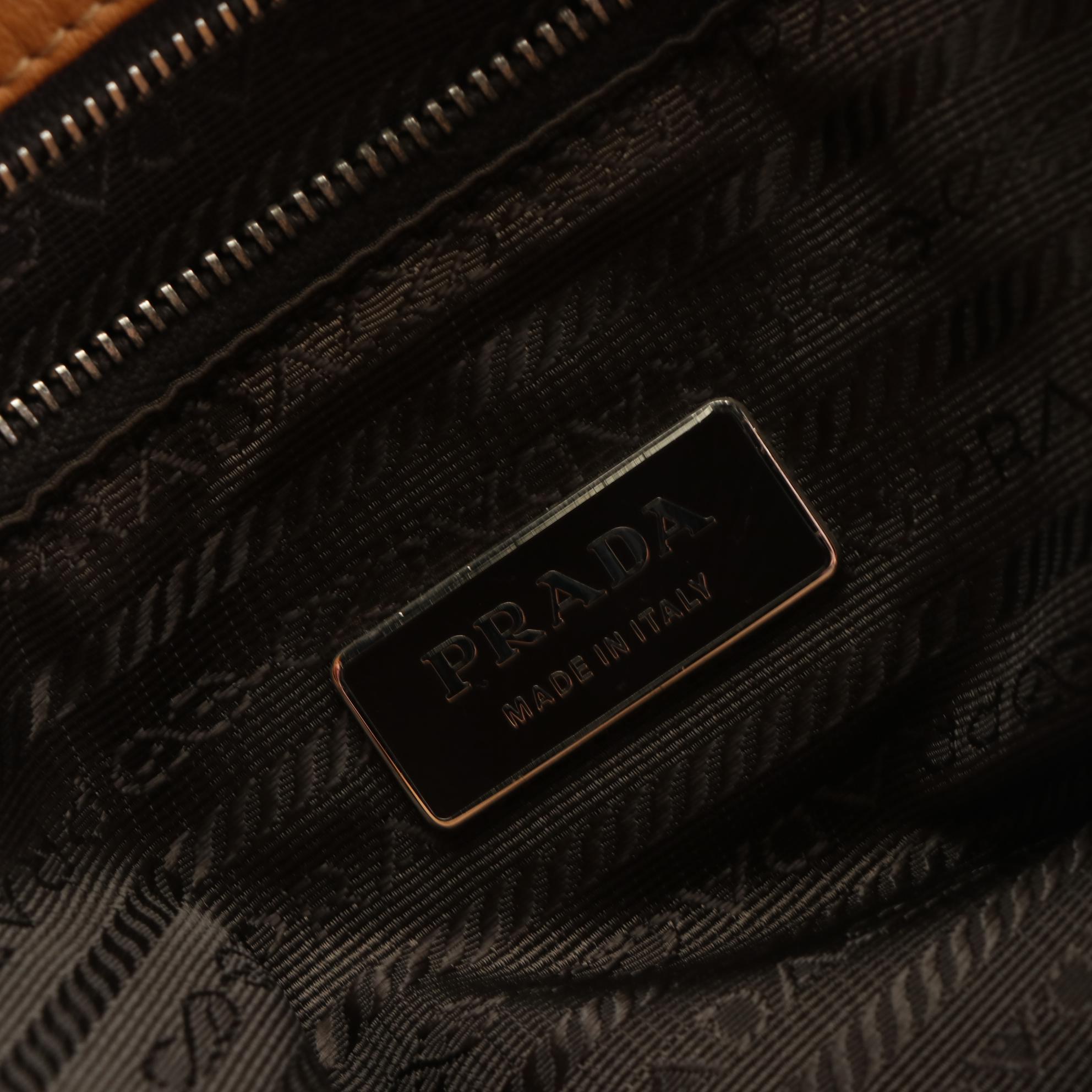 Prada Locking Shoulder Bag in Grained Leather