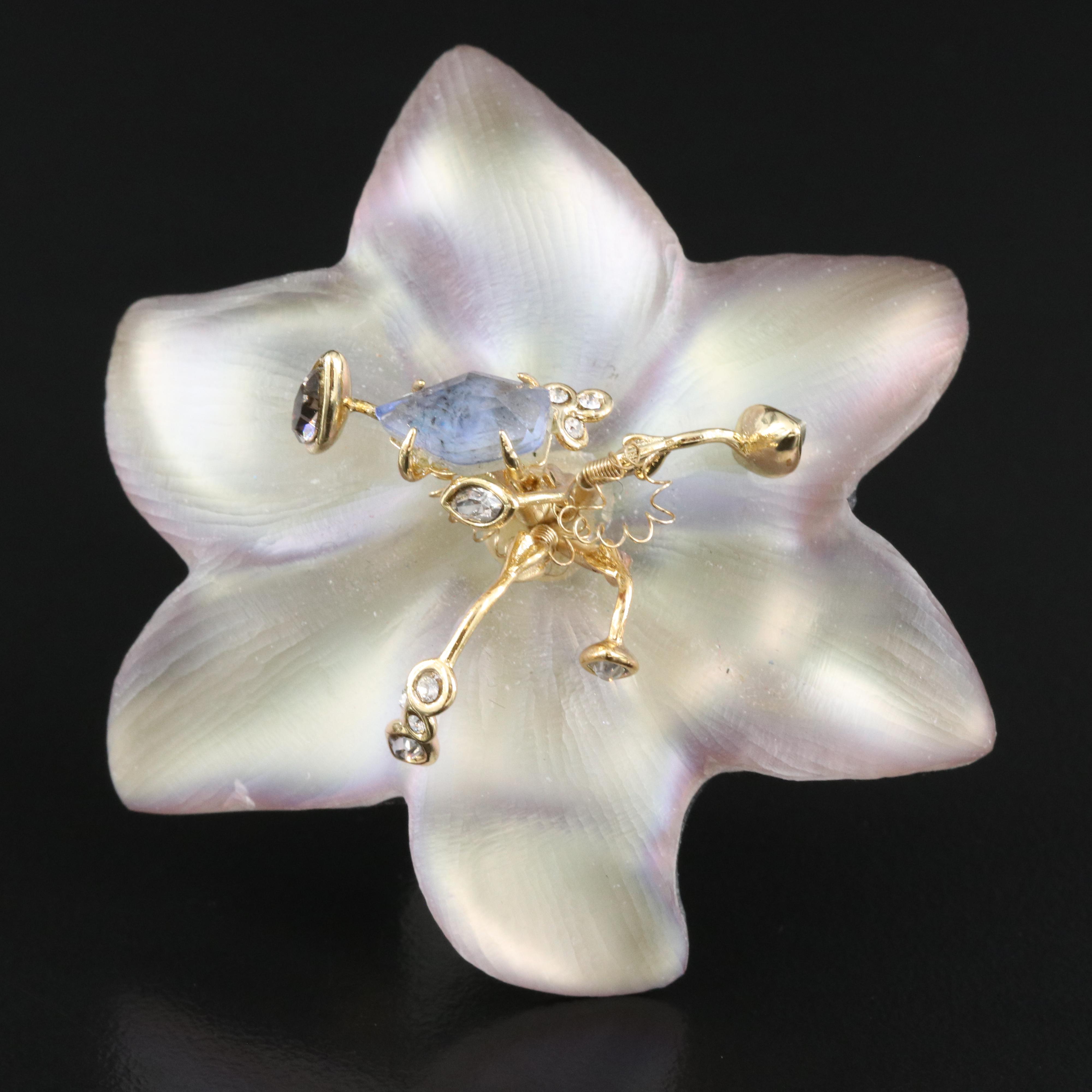 Alexis Bittar Lucite and Glass Flower Brooch