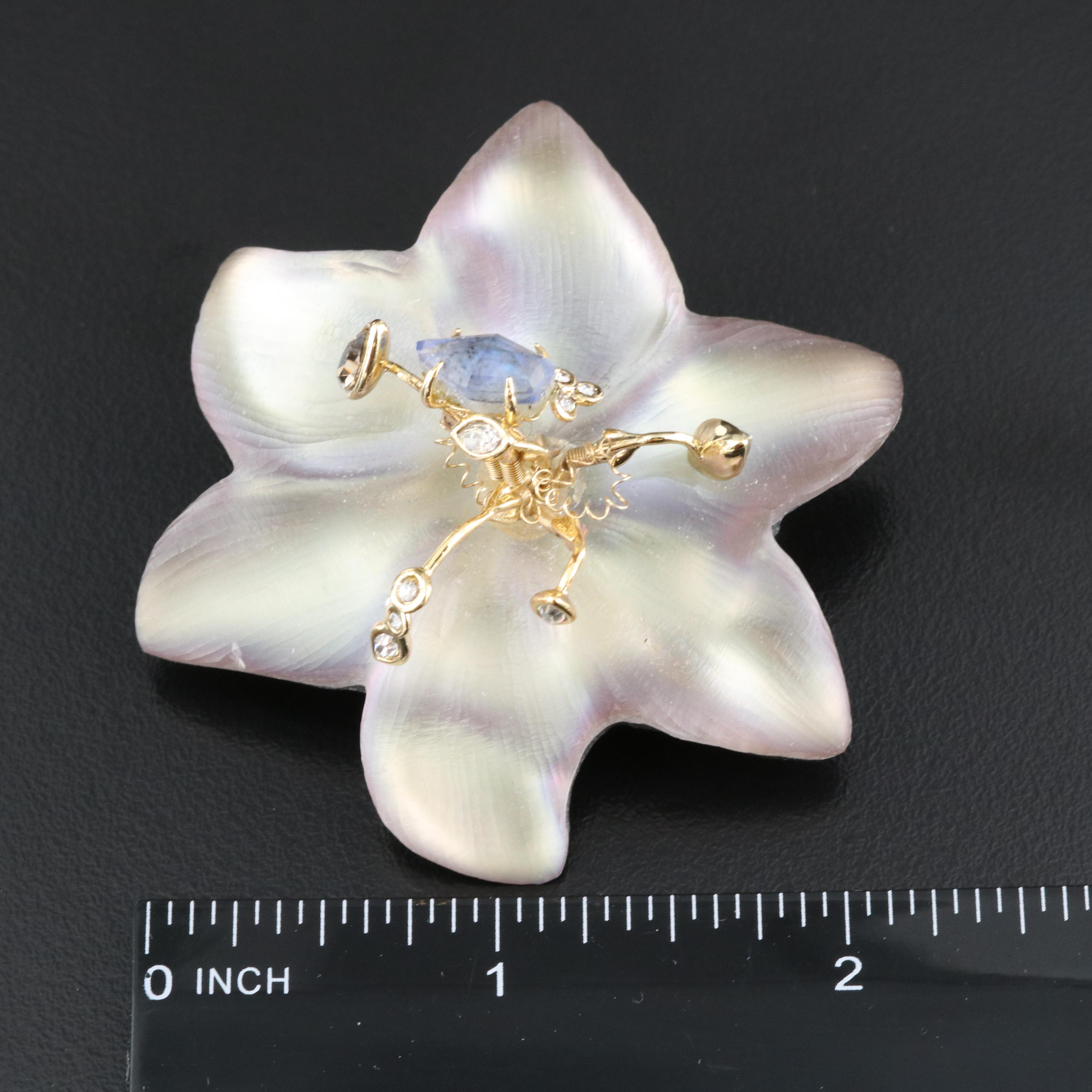 Alexis Bittar Lucite and Glass Flower Brooch