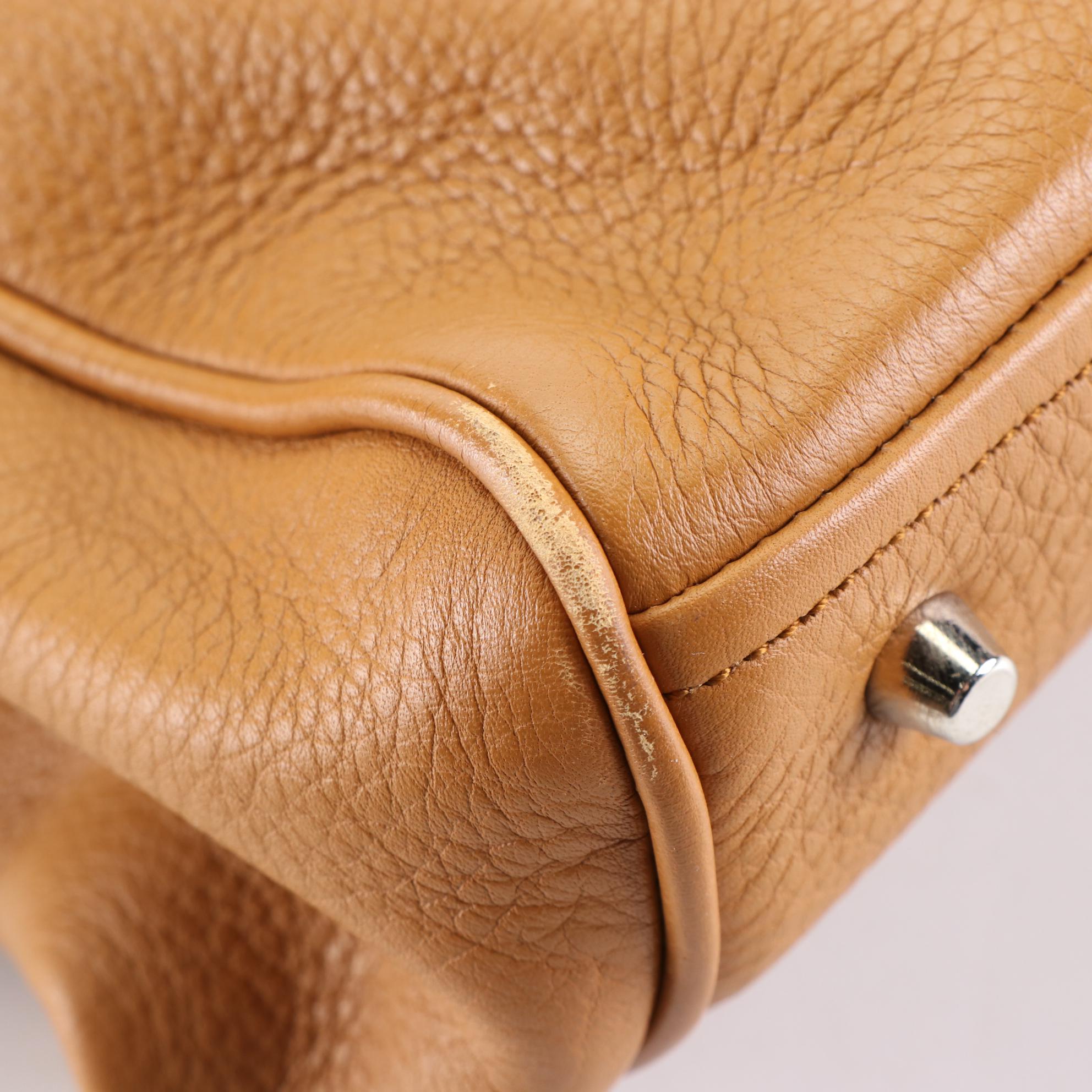 Prada Locking Shoulder Bag in Grained Leather