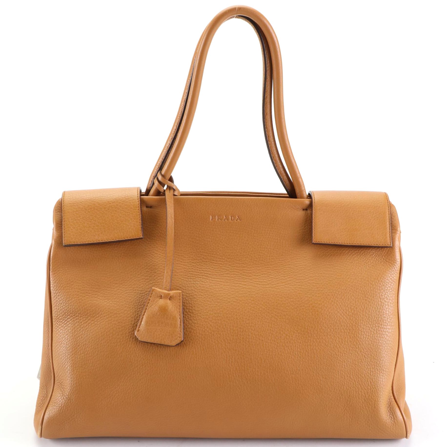 Prada Locking Shoulder Bag in Grained Leather