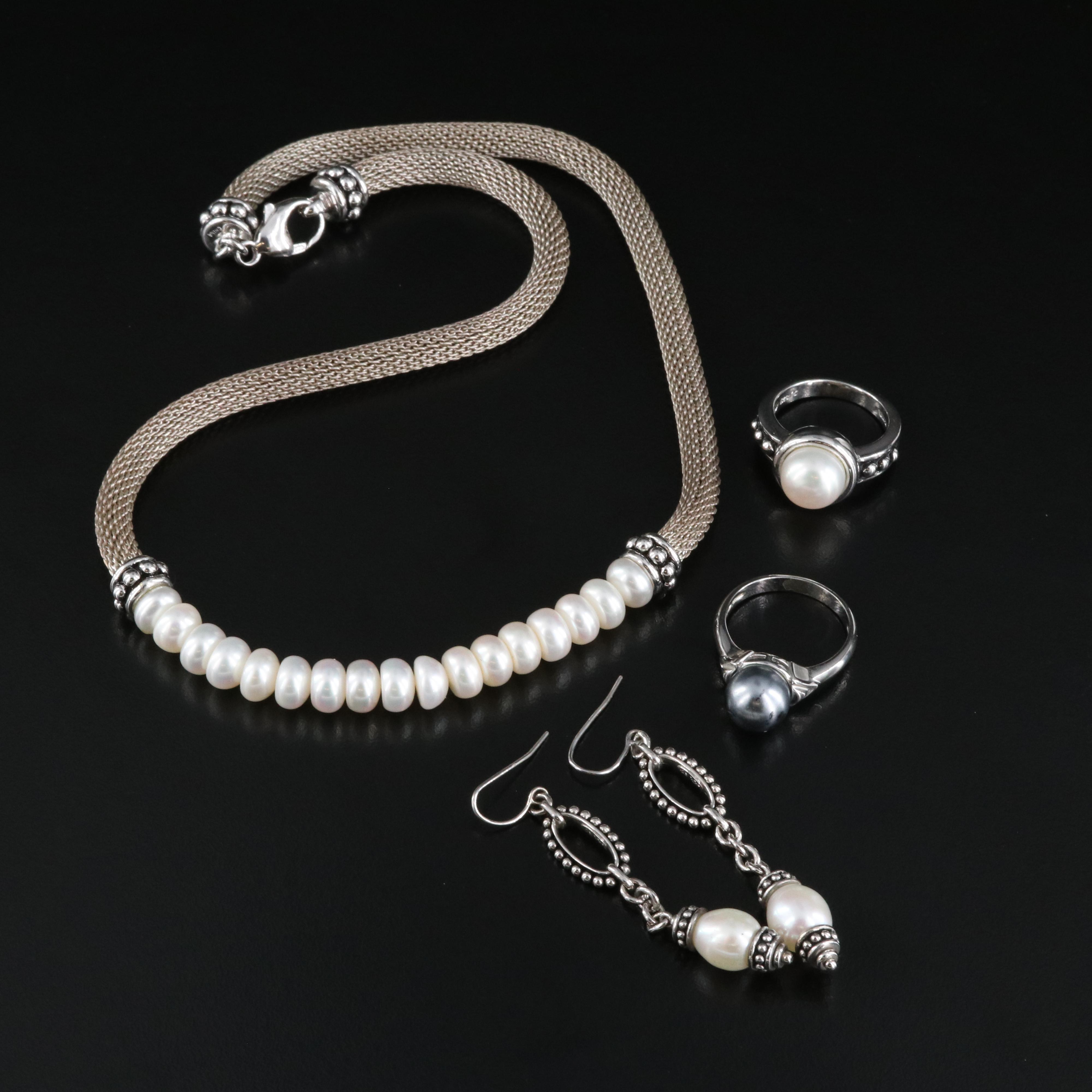 Honora Sterling Pearl Jewelry with Sterling Black Pearl Ring