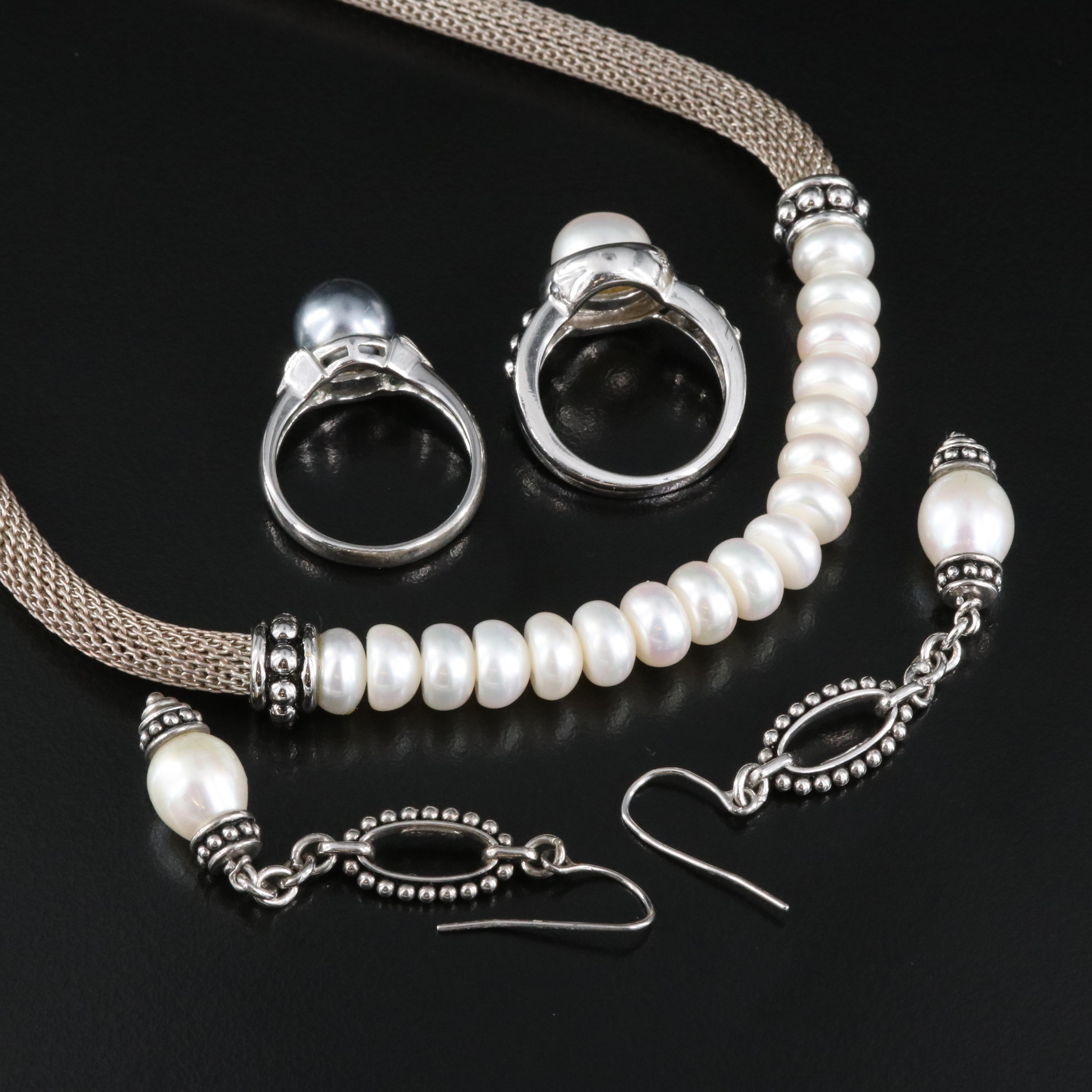 Honora Sterling Pearl Jewelry with Sterling Black Pearl Ring