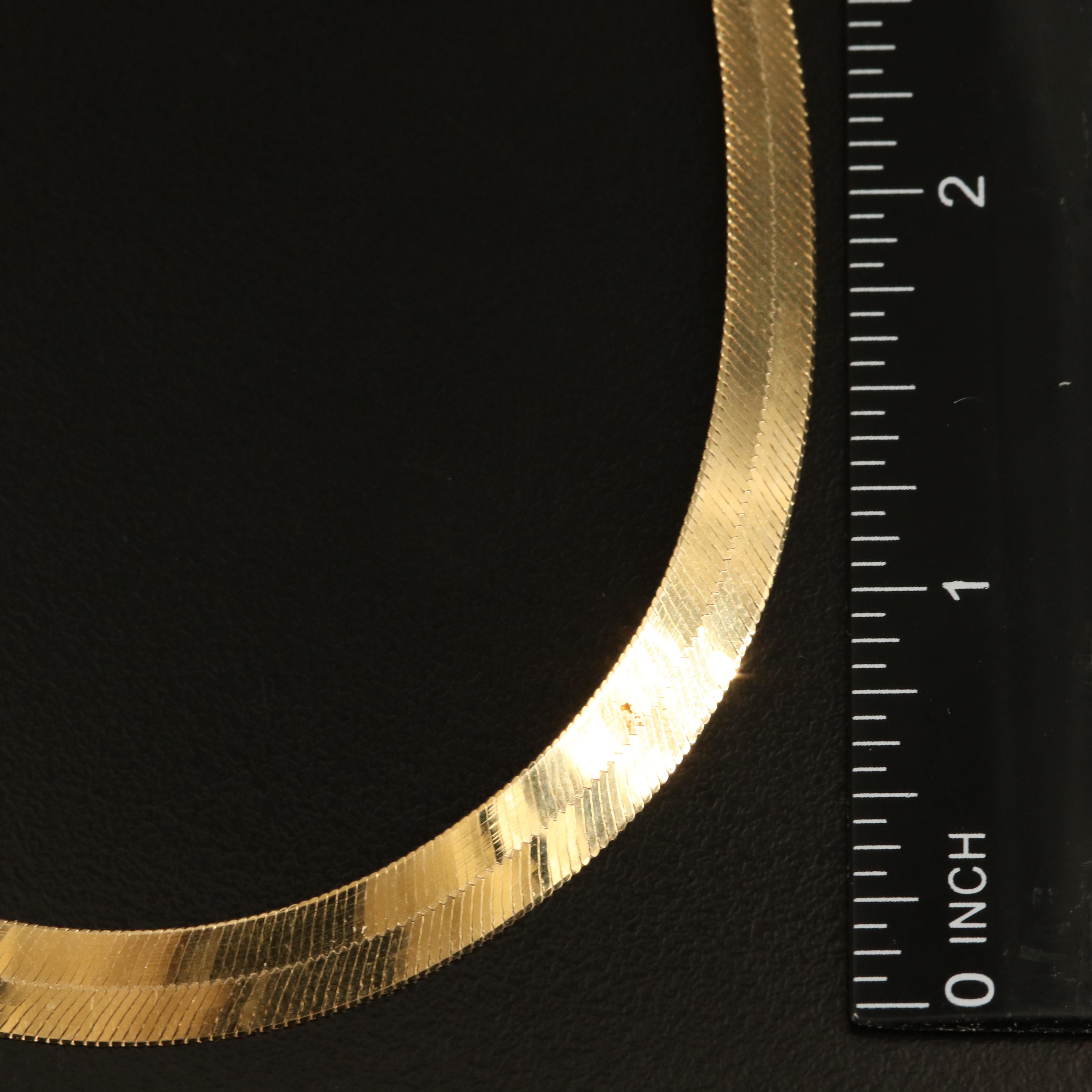 14K Graduated Herringbone Necklace