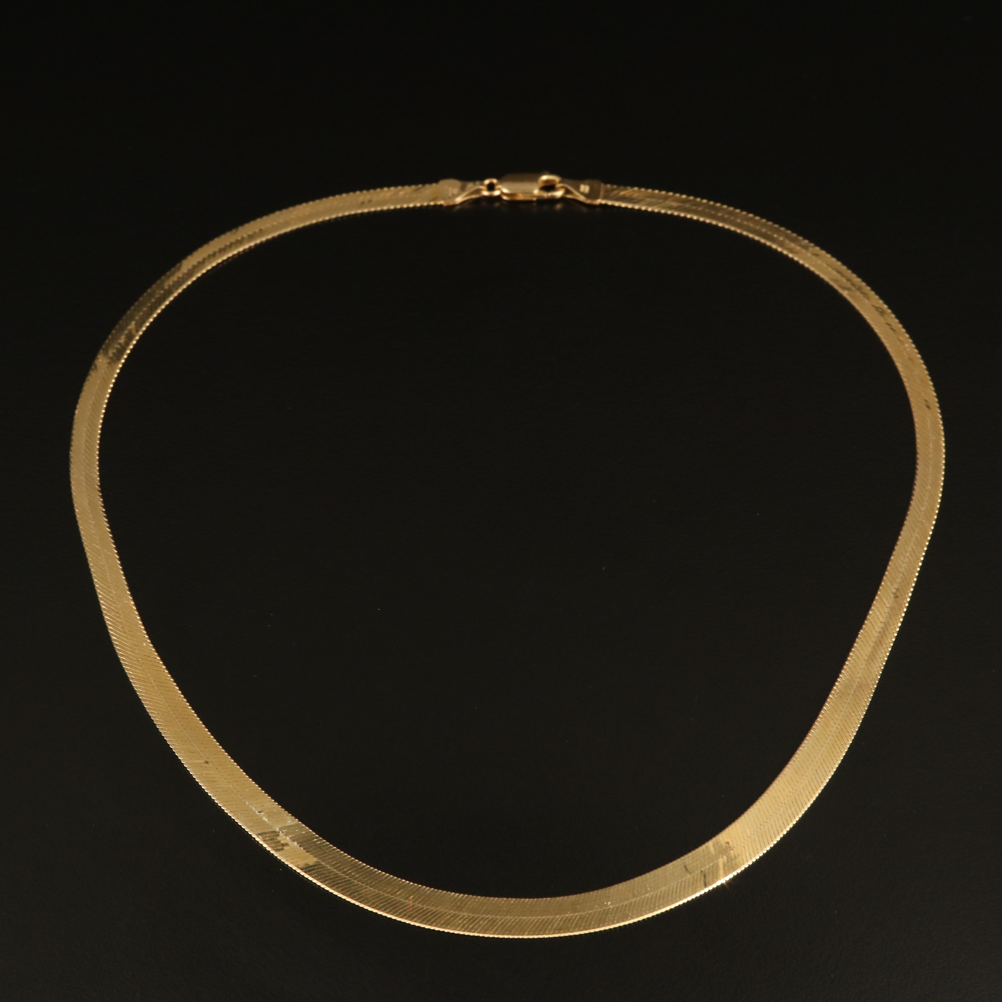 14K Graduated Herringbone Necklace