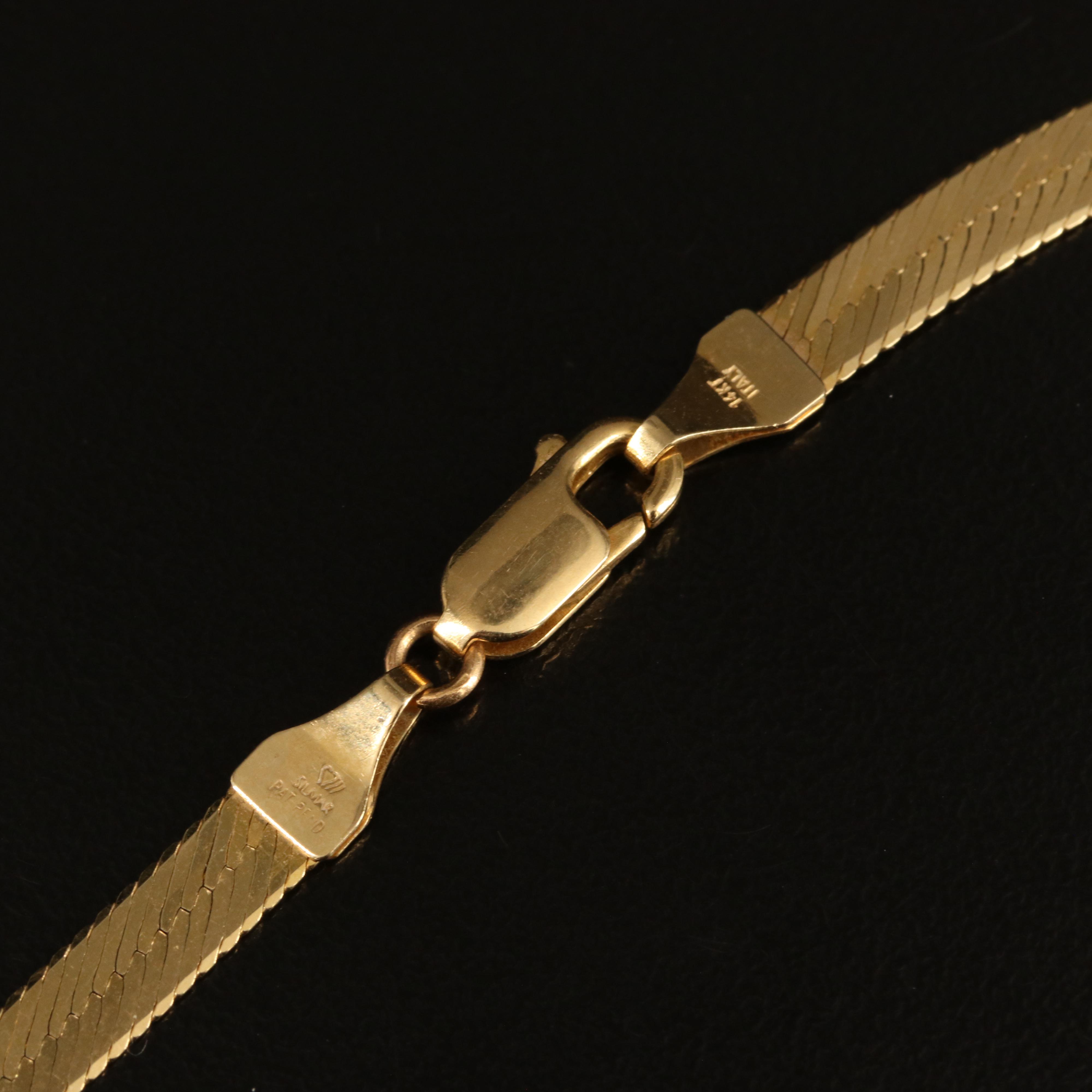 14K Graduated Herringbone Necklace