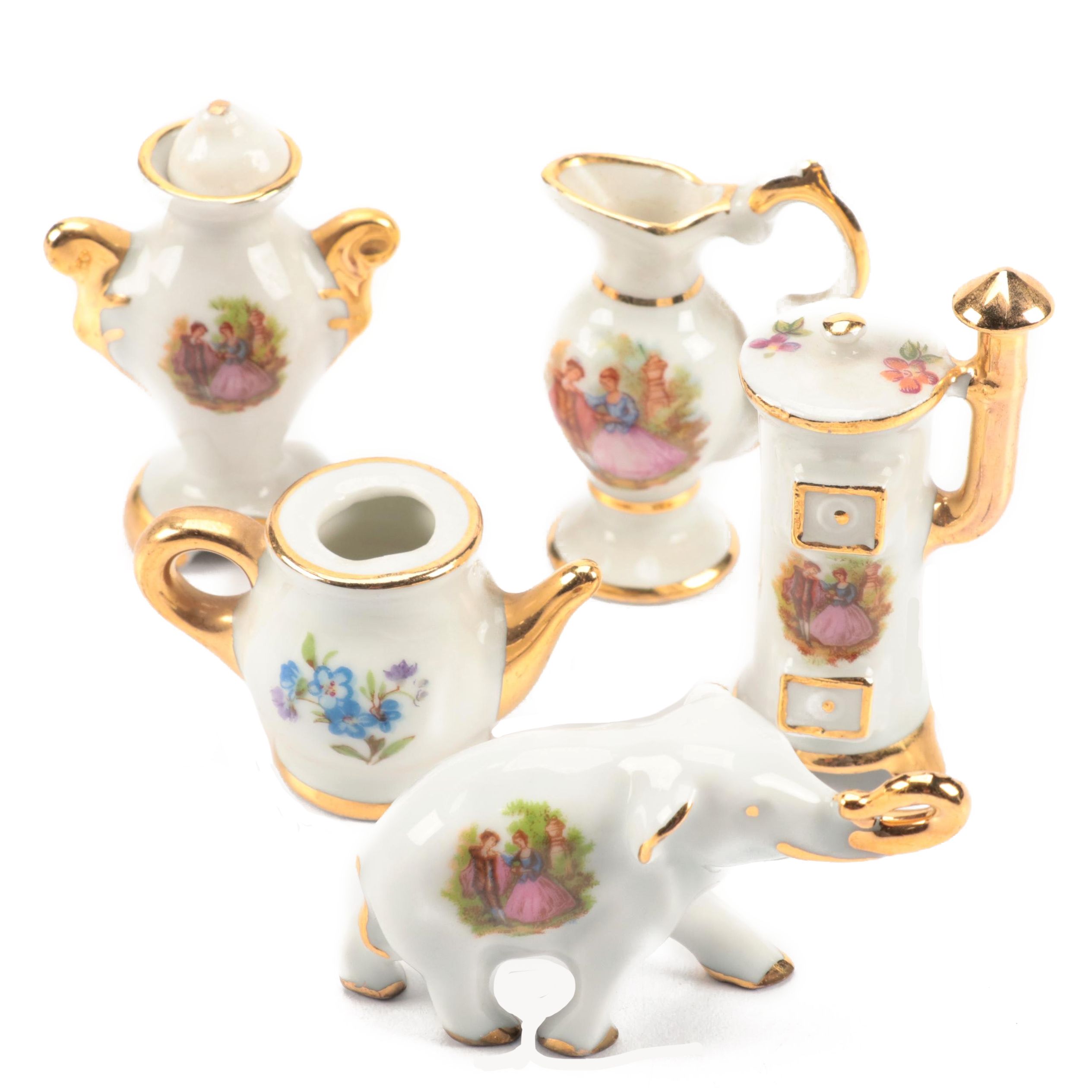 French Limoges Porcelain Miniatures with Romantic Vignettes