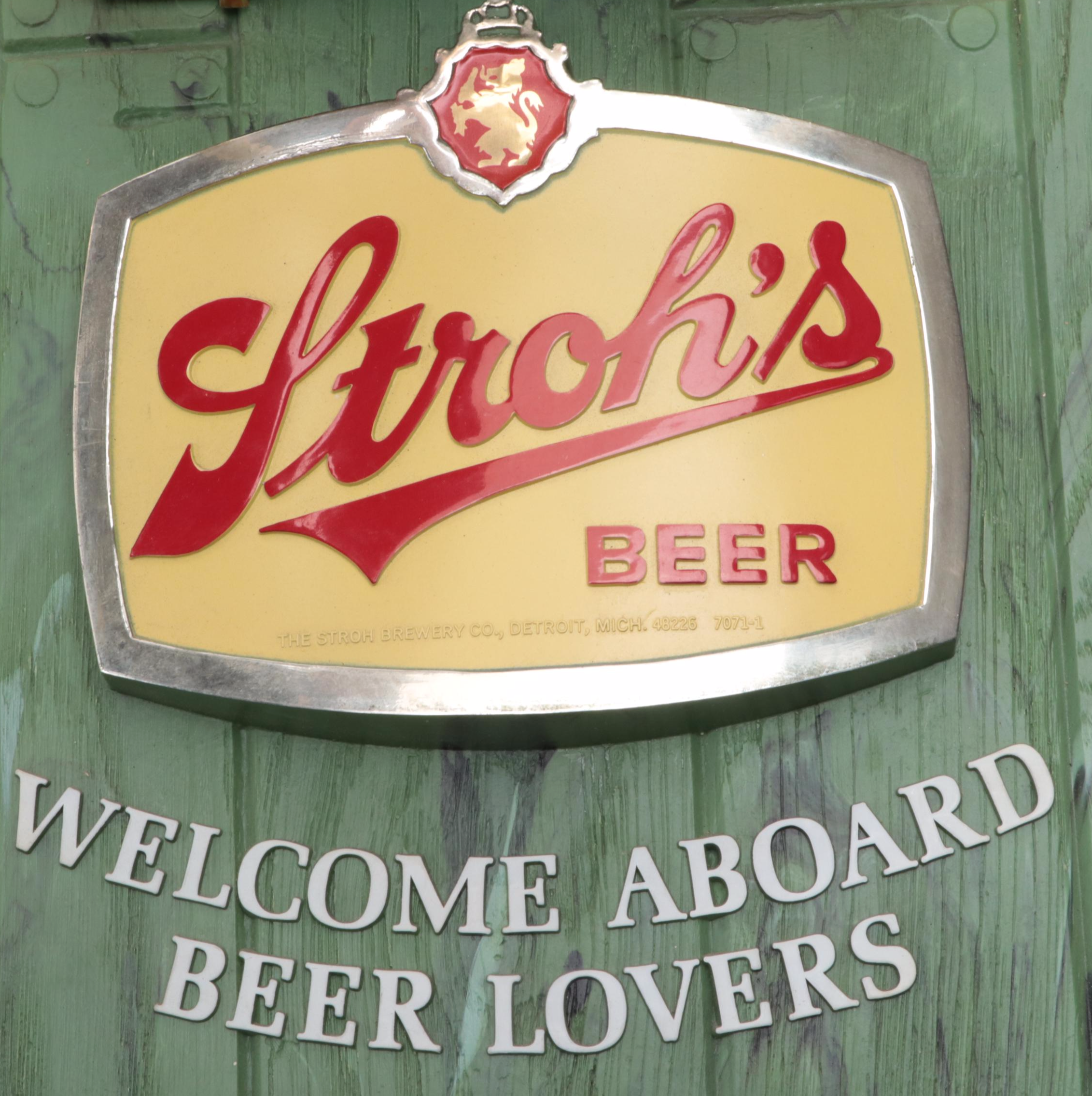 Vintage Stroh's Nautical Themed Bar Signs
