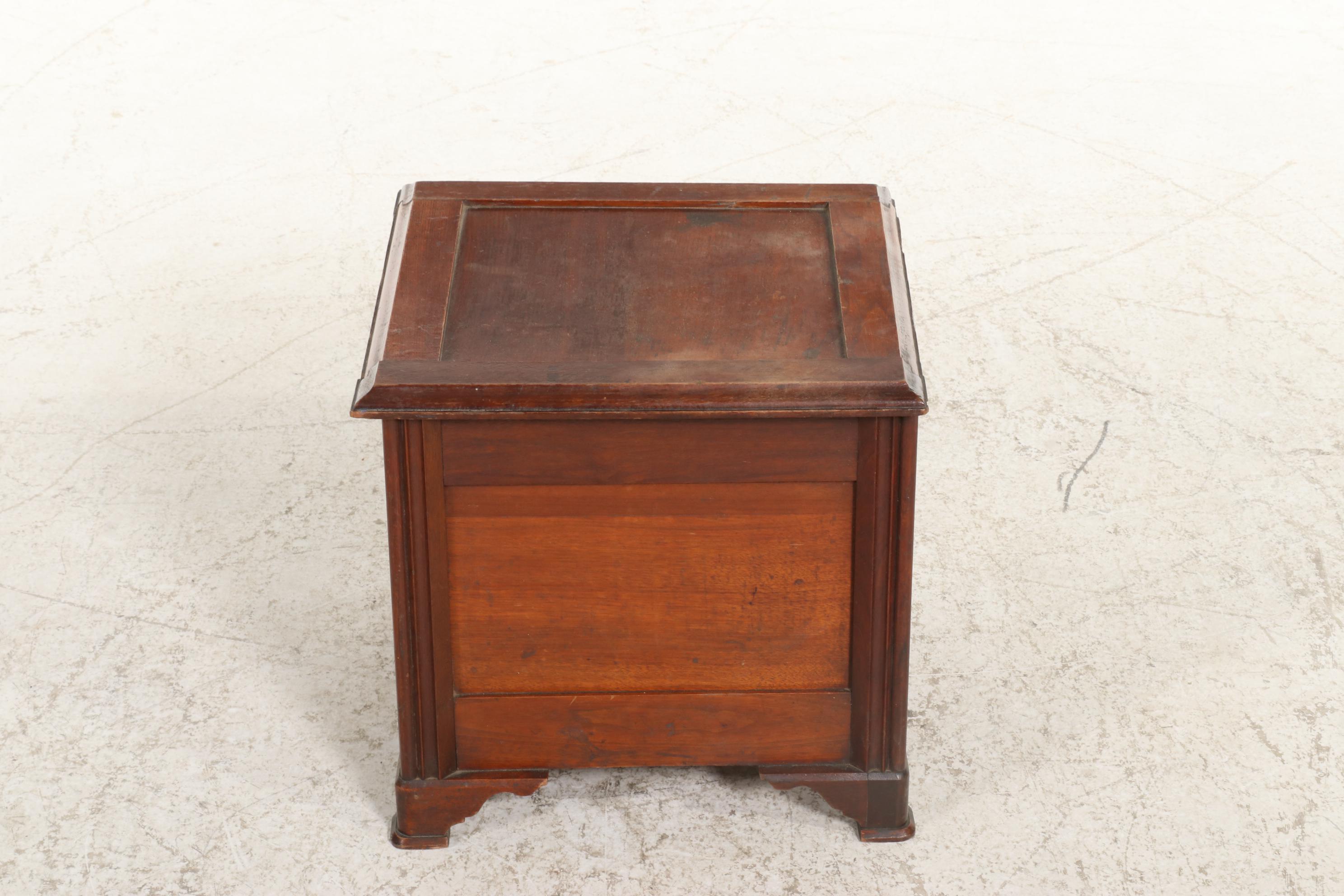 Victorian Walnut Commode Cabinet with C.C. Thompson Chamber Pot