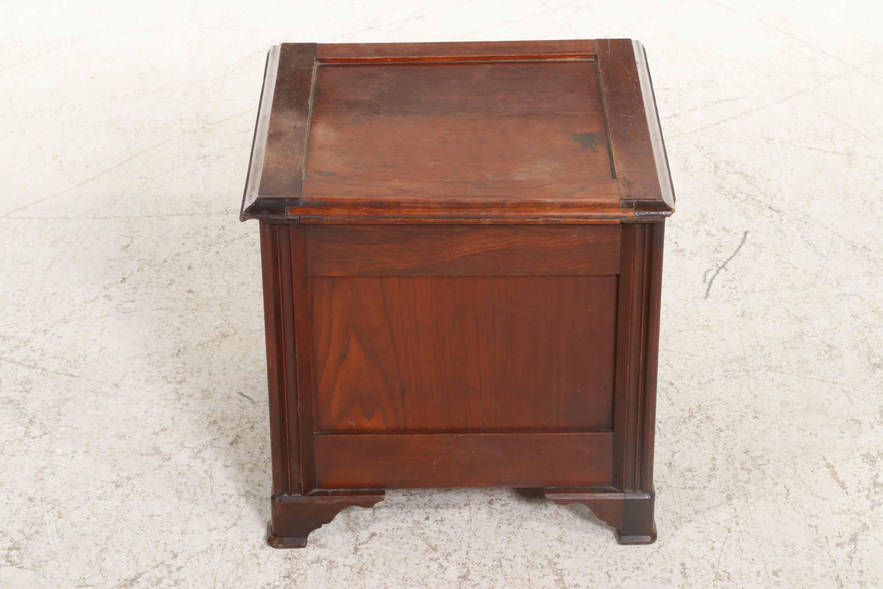 Victorian Walnut Commode Cabinet with C.C. Thompson Chamber Pot