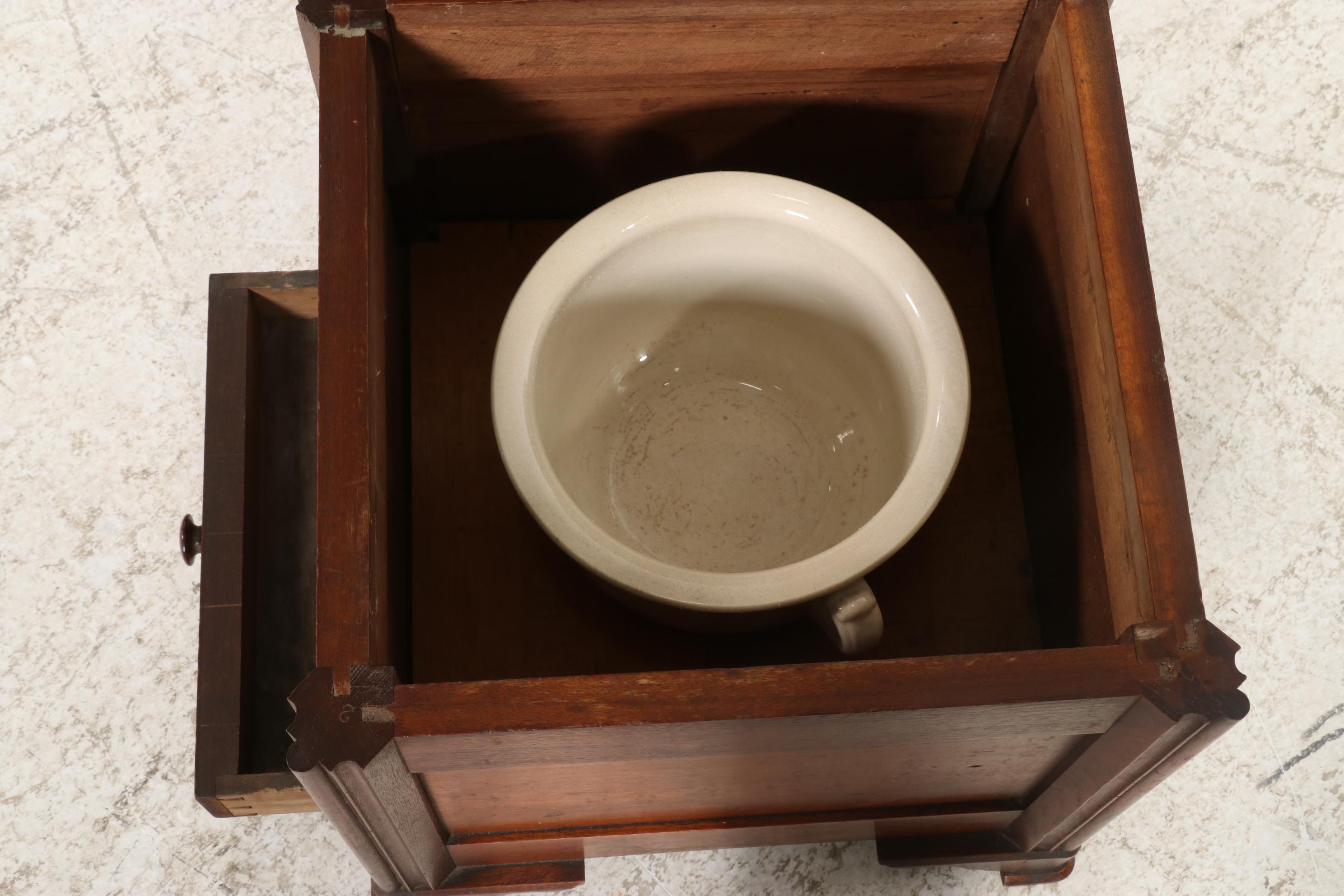 Victorian Walnut Commode Cabinet with C.C. Thompson Chamber Pot